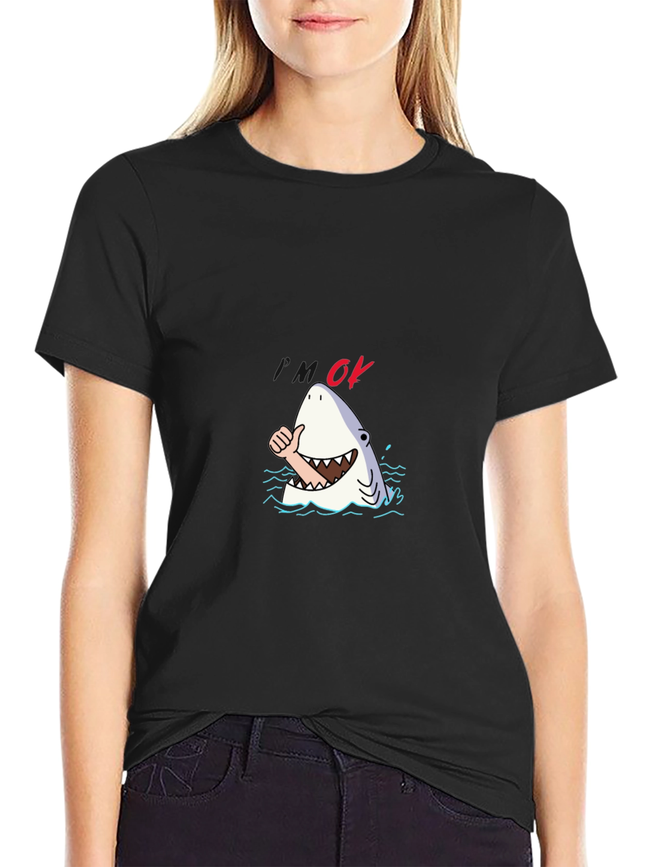 Shark OK T-Shirt - Funny Cartoon Graphic Tee