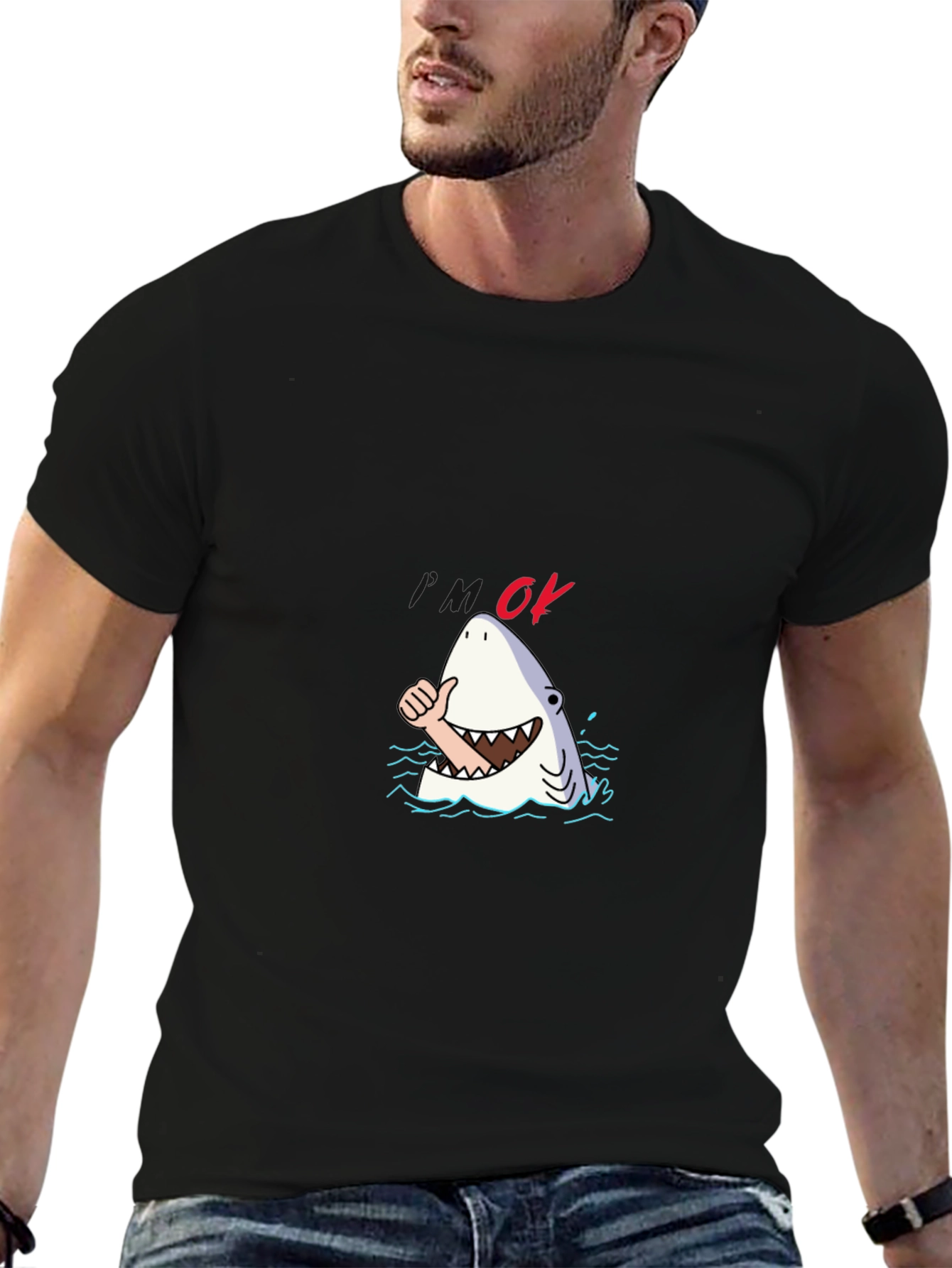 Shark OK T-Shirt - Funny Cartoon Graphic Tee