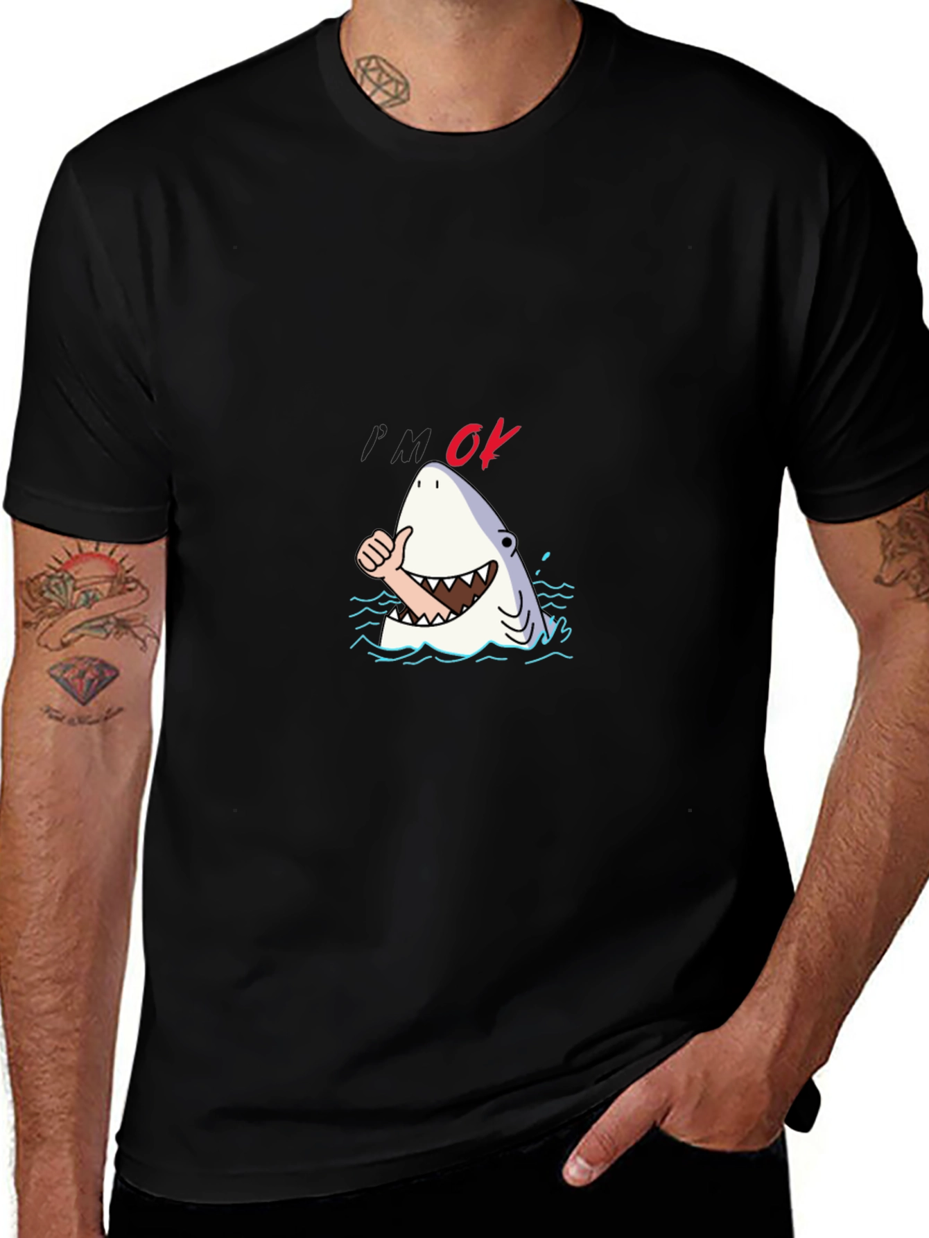Shark OK T-Shirt - Funny Cartoon Graphic Tee