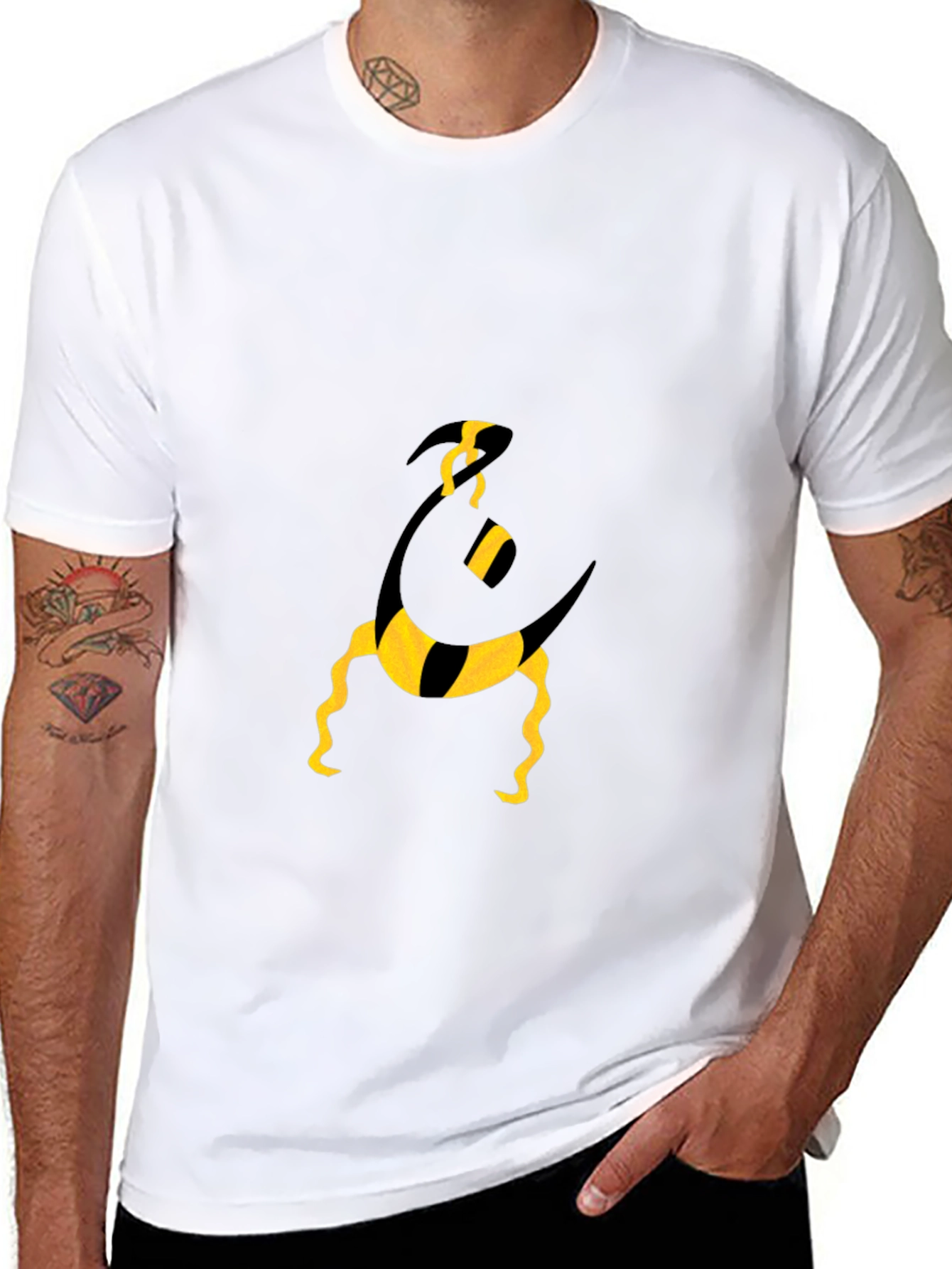 Funky Graphic Tee - Black with Abstract Yellow Print