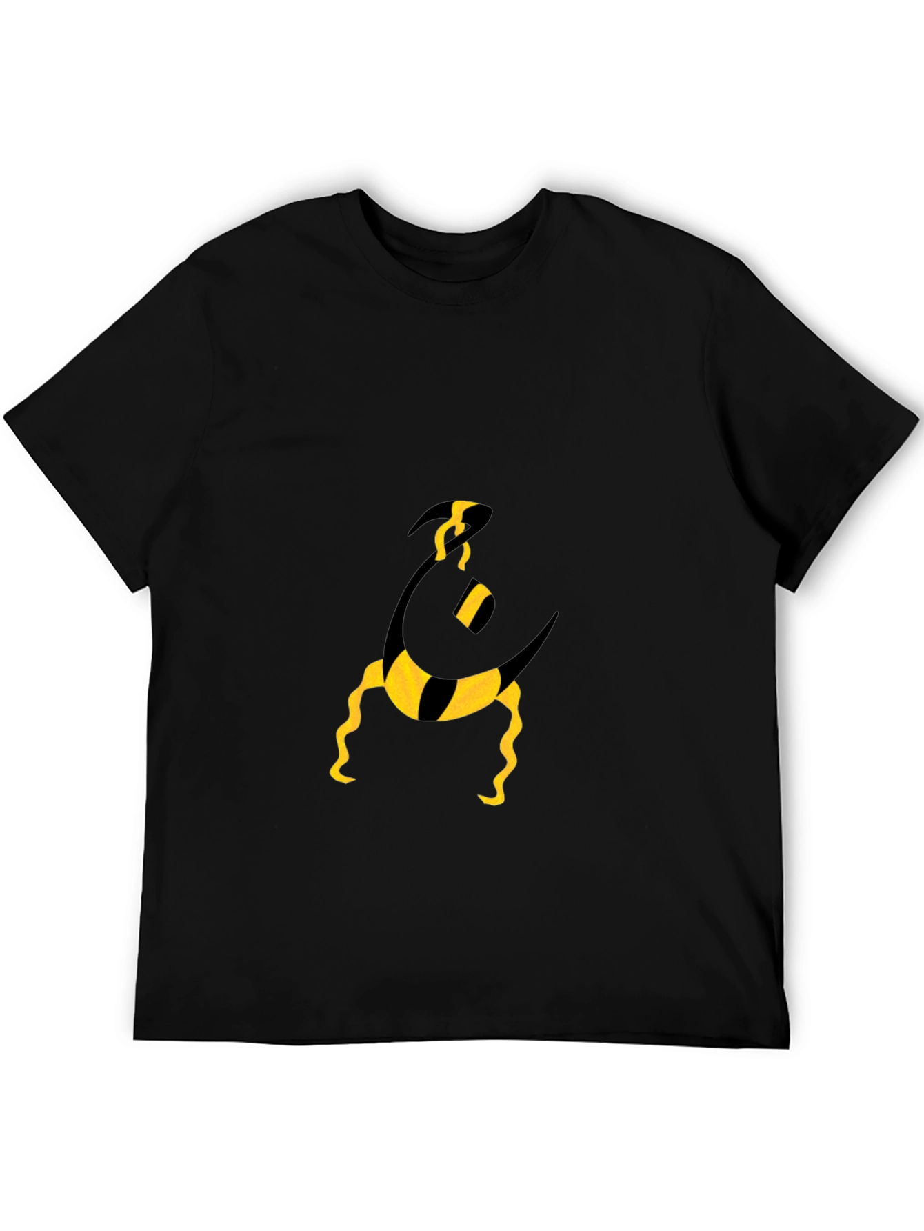 Funky Graphic Tee - Black with Abstract Yellow Print