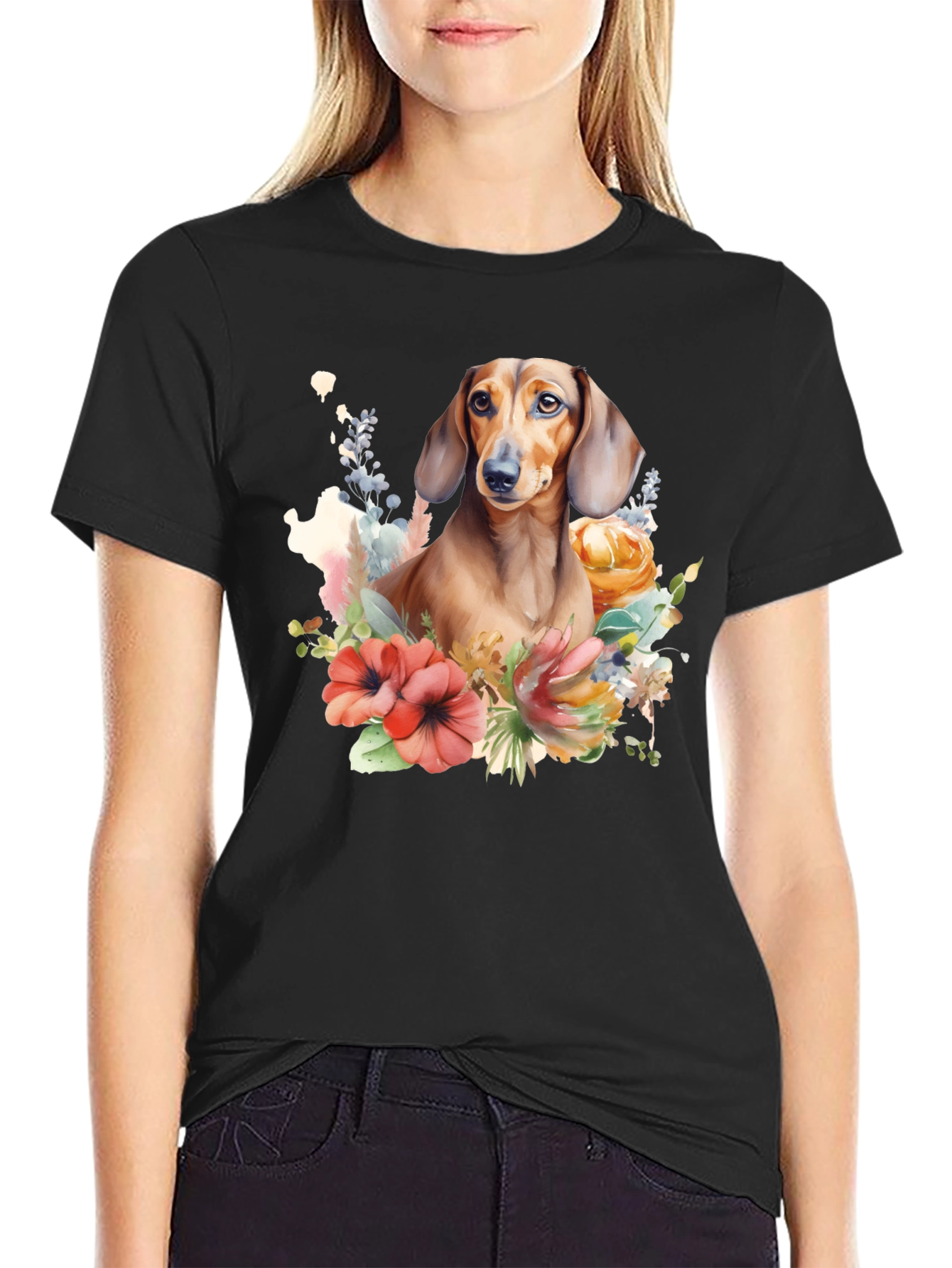 Dachshund Floral T-Shirt