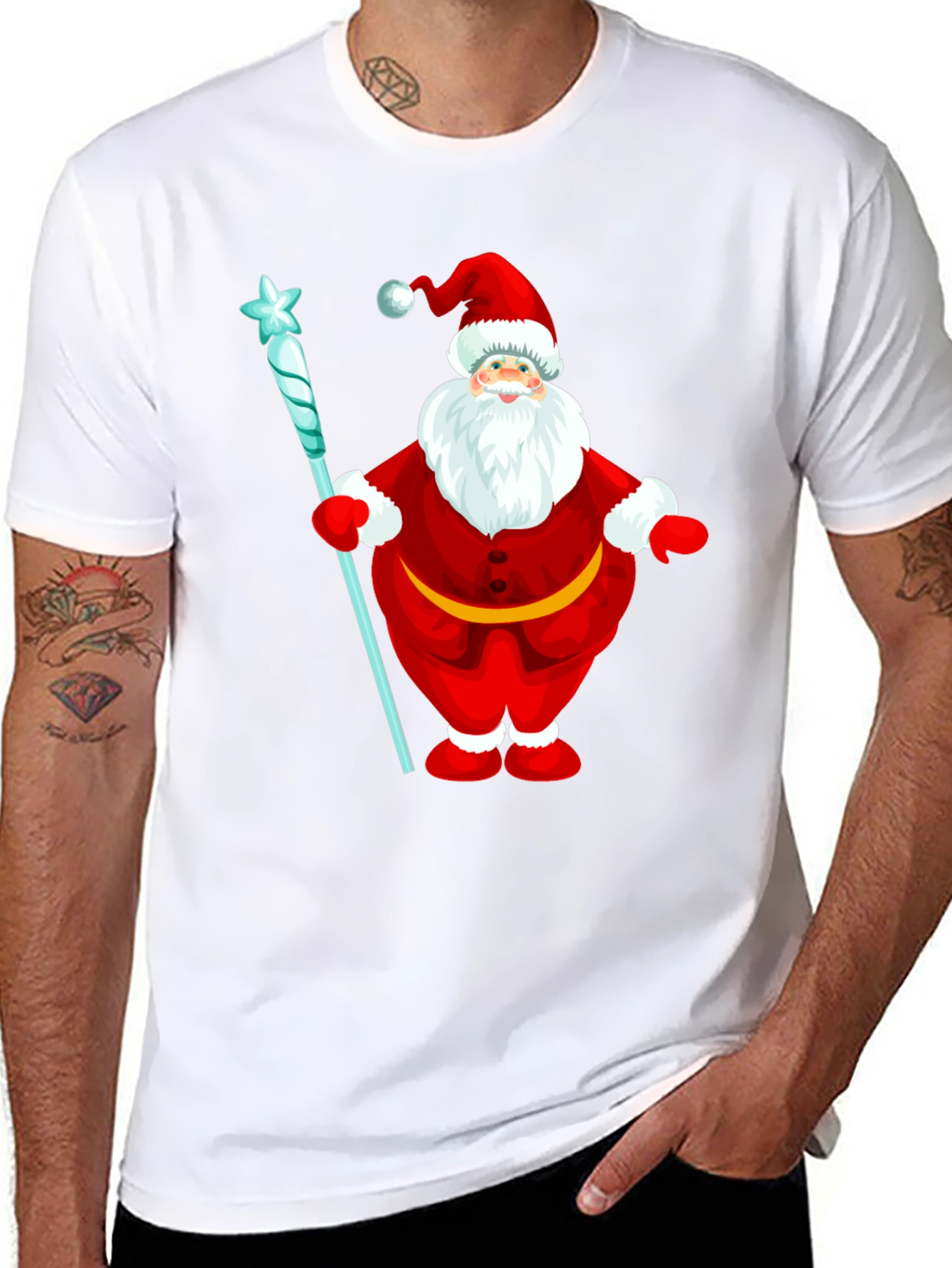 Festive Santa Claus Graphic T-Shirt - Holiday Cheer