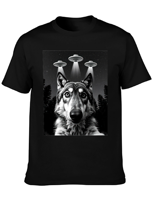 Wolf UFO T-Shirt - Black Graphic Tee