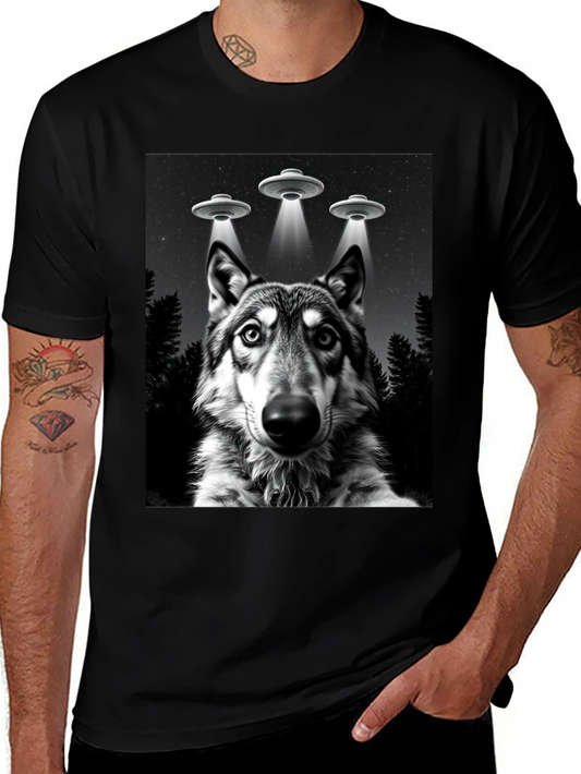 Wolf UFO T-Shirt - Black Graphic Tee