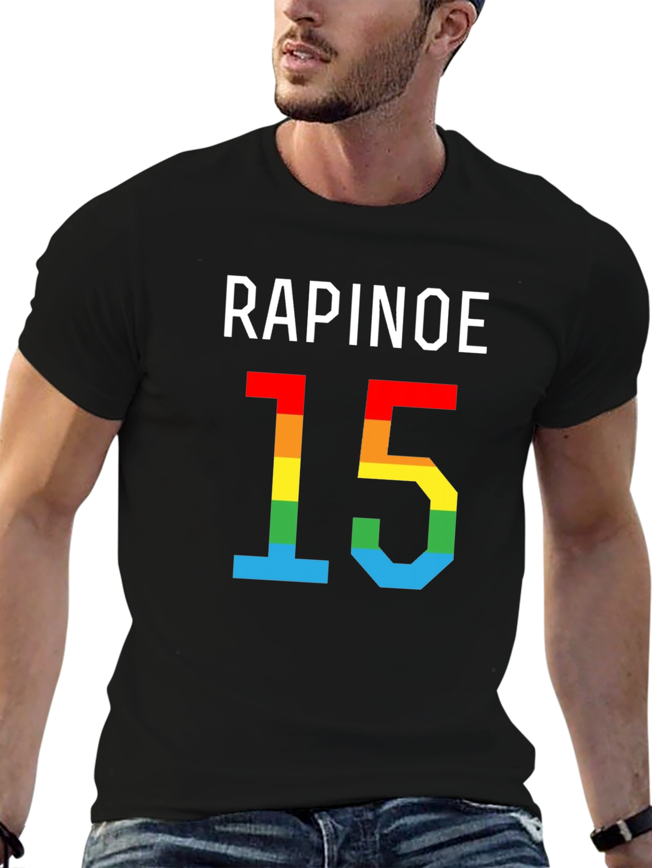 Rapinoe 15 Rainbow Pride T-Shirt - Black