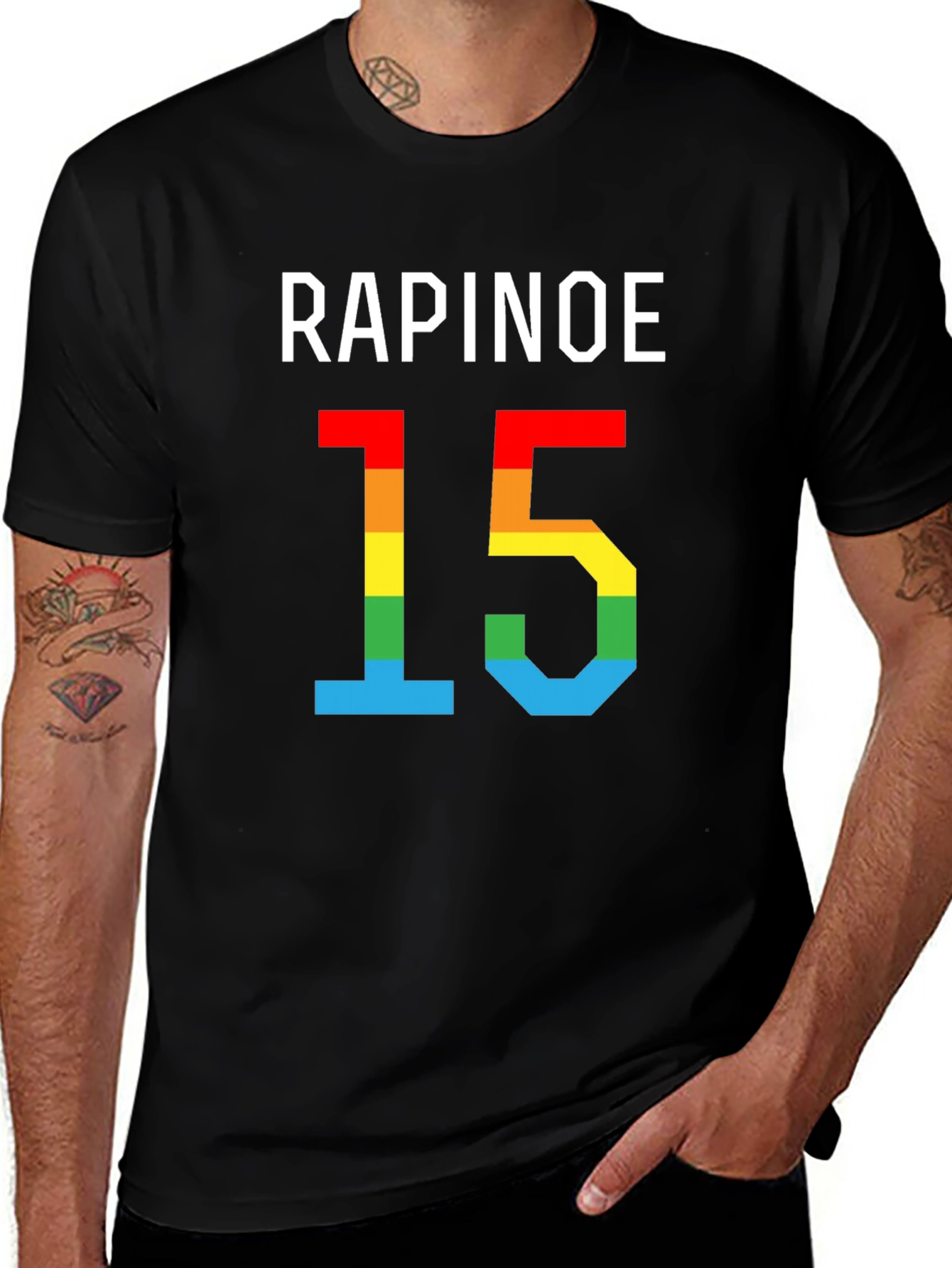 Rapinoe 15 Rainbow Pride T-Shirt - Black