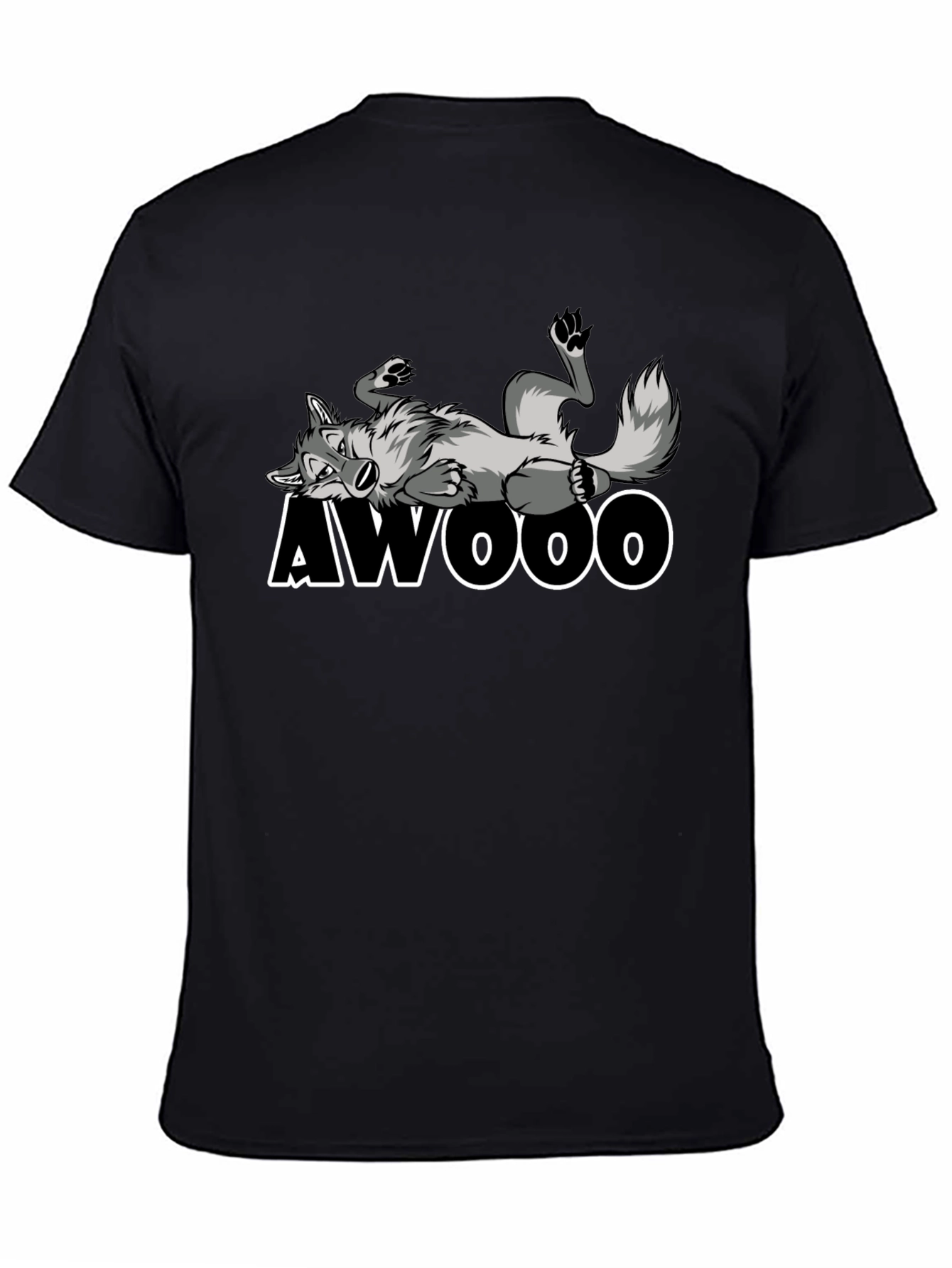 Awooo Wolf Graphic T-Shirt - Black Cotton Tee