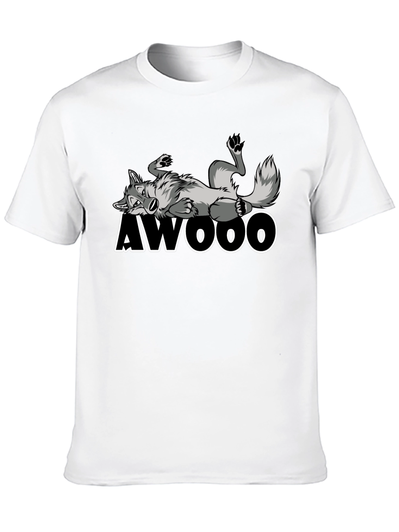 Awooo Wolf Graphic T-Shirt - Black Cotton Tee