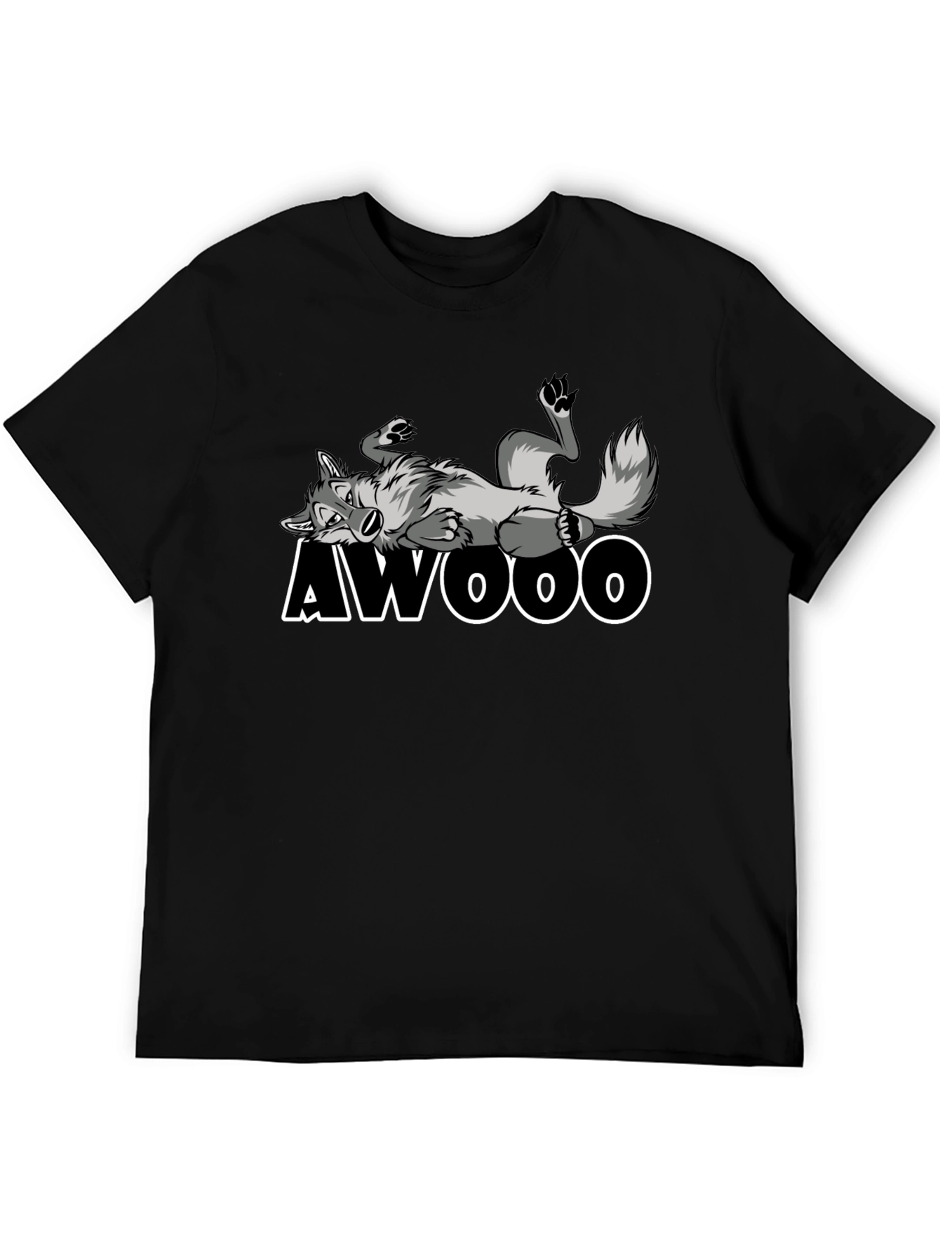 Awooo Wolf Graphic T-Shirt - Black Cotton Tee