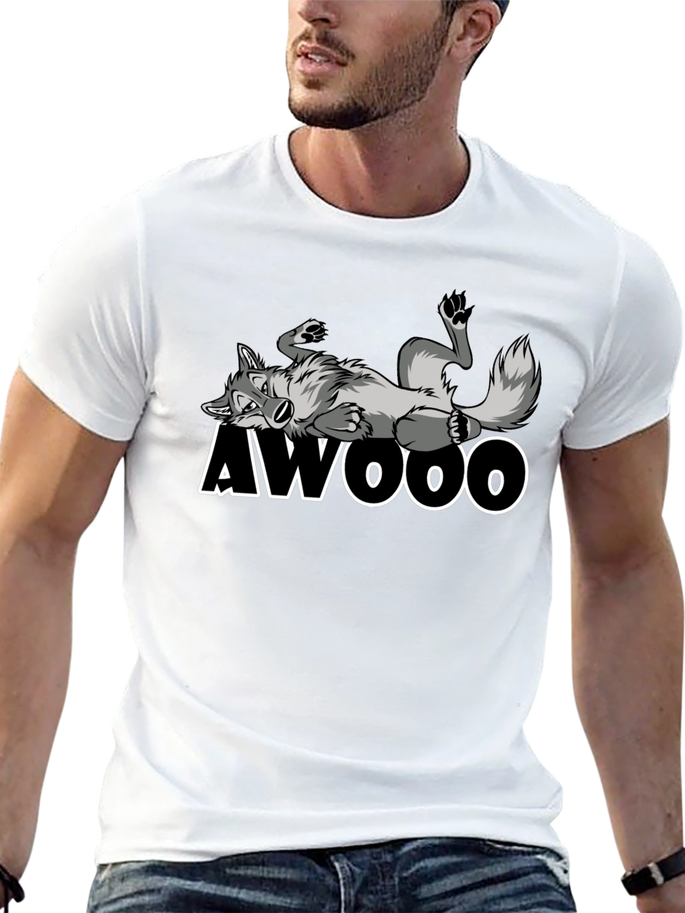 Awooo Wolf Graphic T-Shirt - Black Cotton Tee