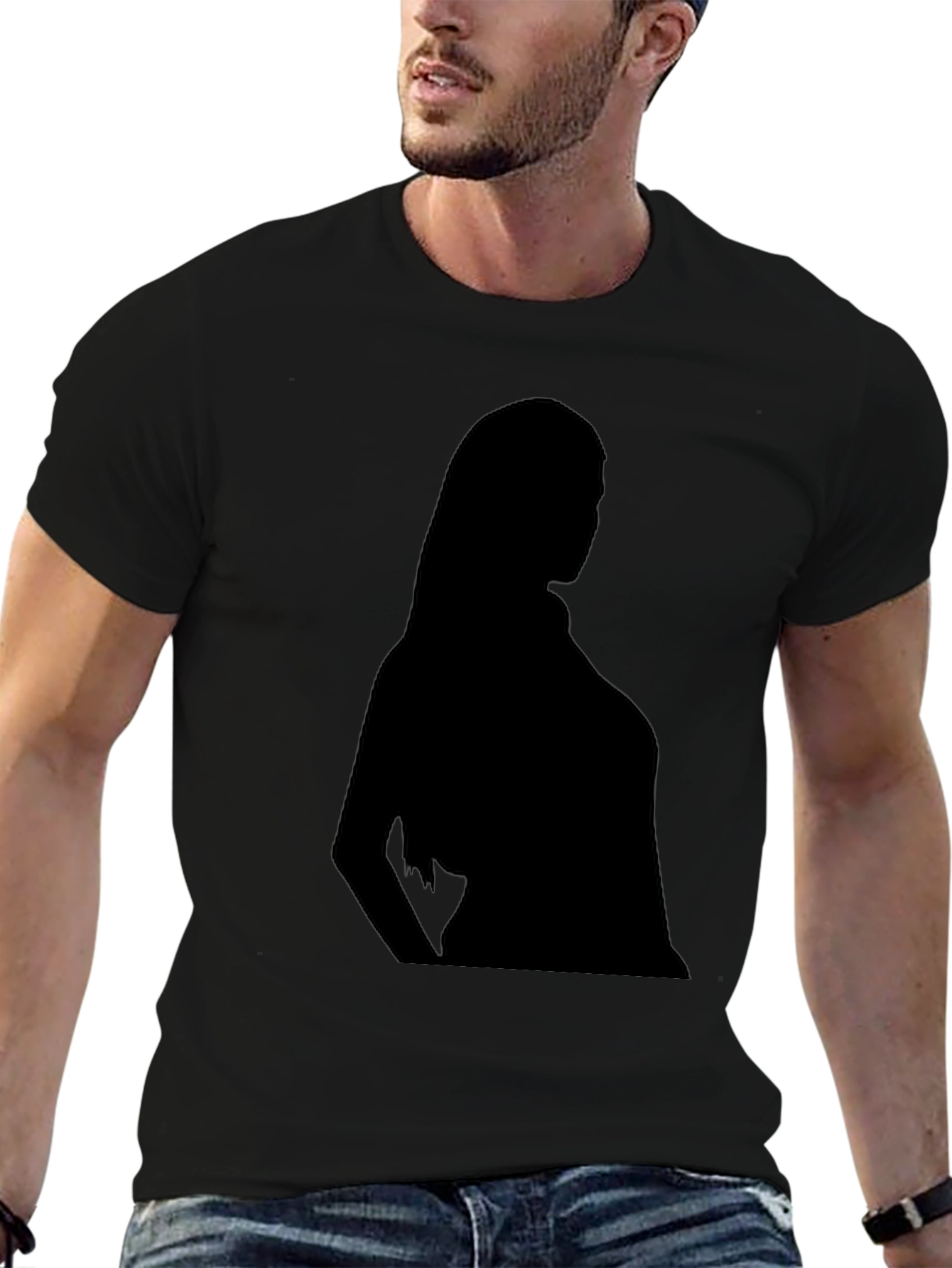 Silhouette Graphic Tee - Classic Black Cotton T-Shirt