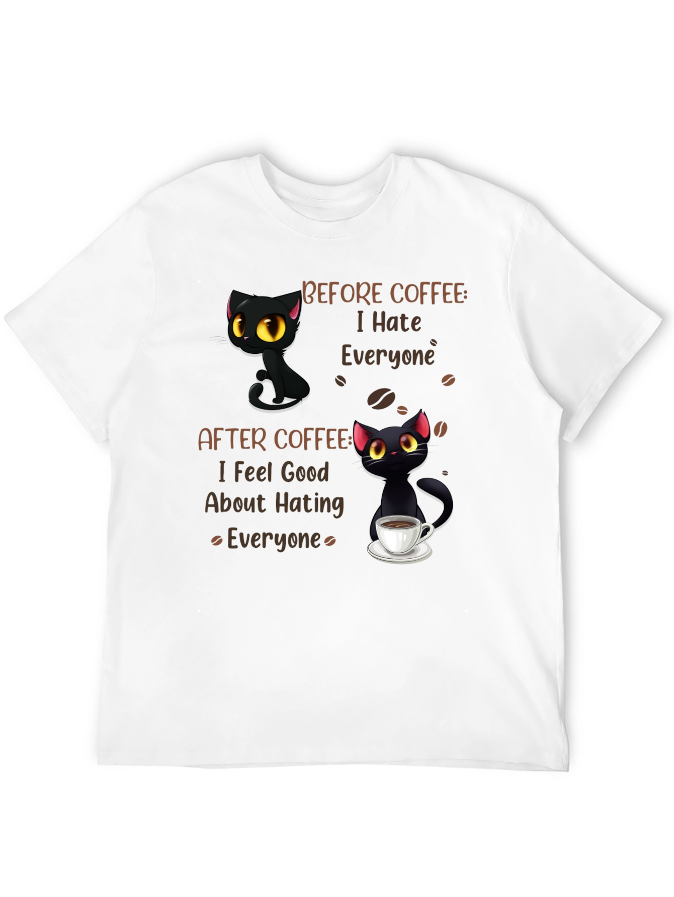 Coffee Cat T-Shirt - I Hate Everyone Funny Tee
