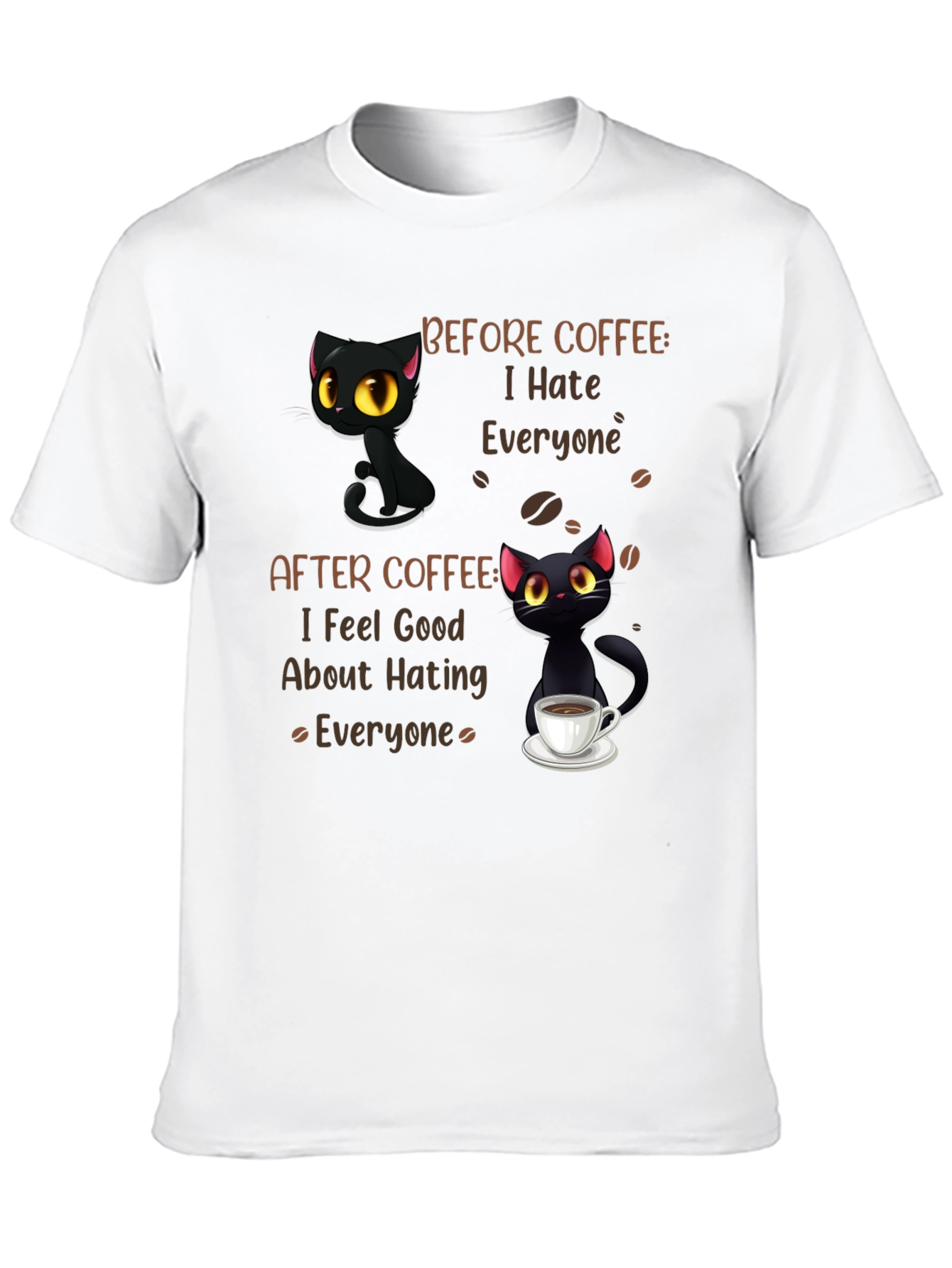 Coffee Cat T-Shirt - I Hate Everyone Funny Tee