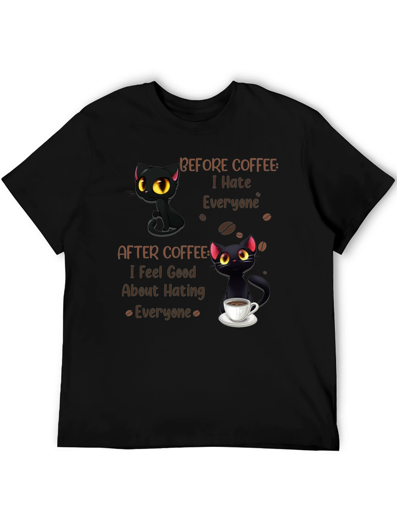 Coffee Cat T-Shirt - I Hate Everyone Funny Tee