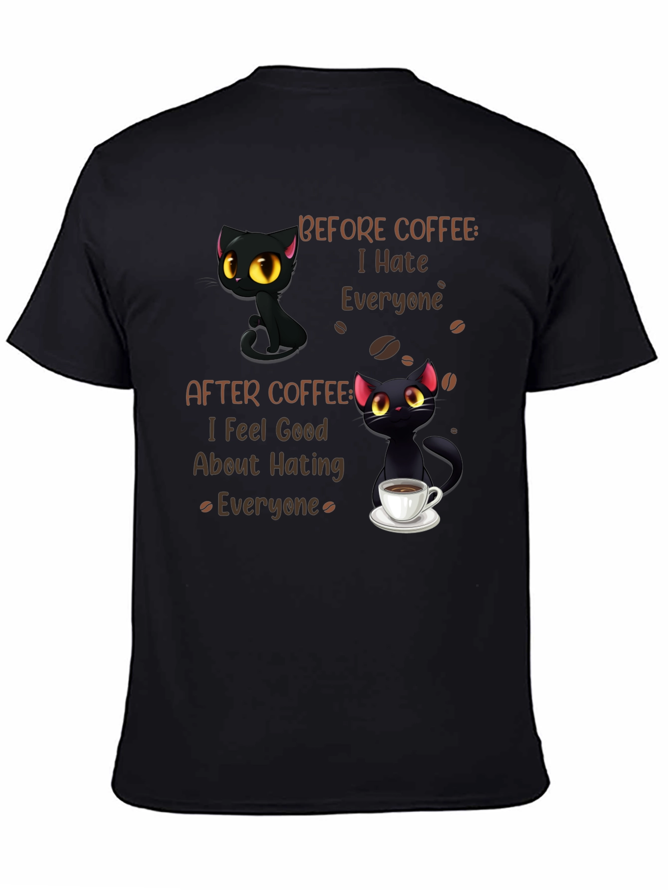 Coffee Cat T-Shirt - I Hate Everyone Funny Tee