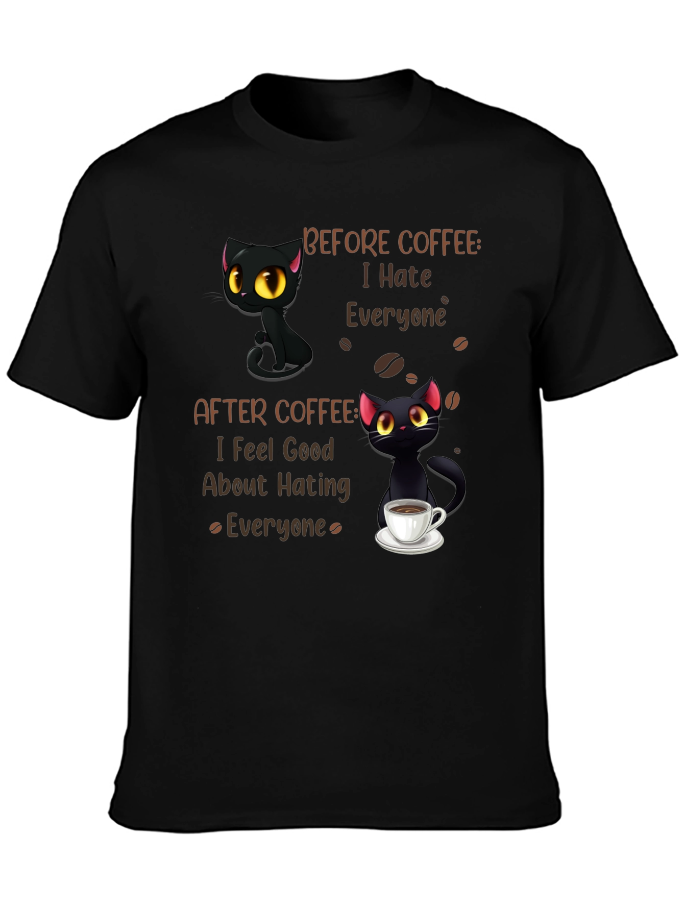 Coffee Cat T-Shirt - I Hate Everyone Funny Tee