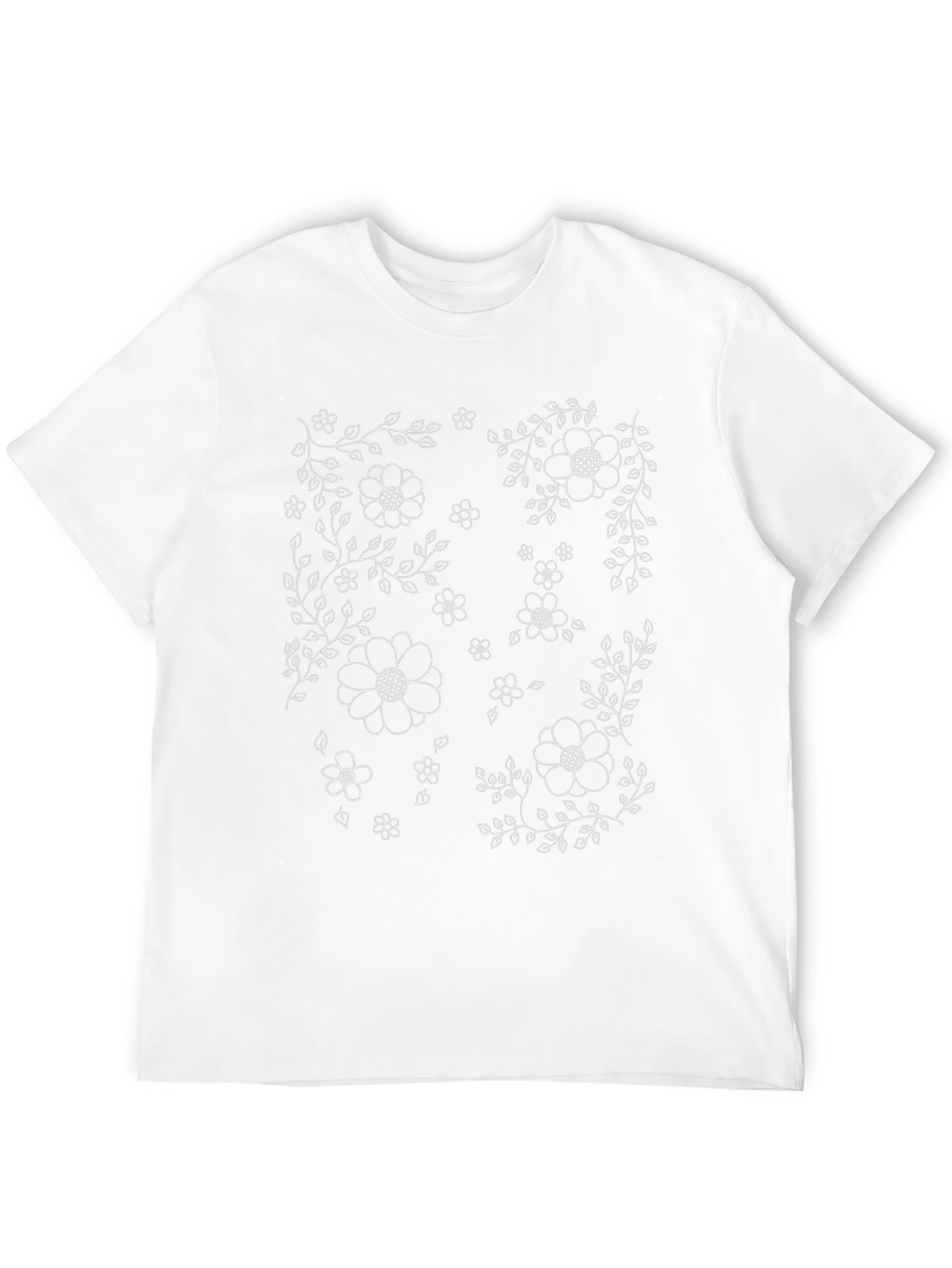 Floral Print Black Crew Neck T-Shirt