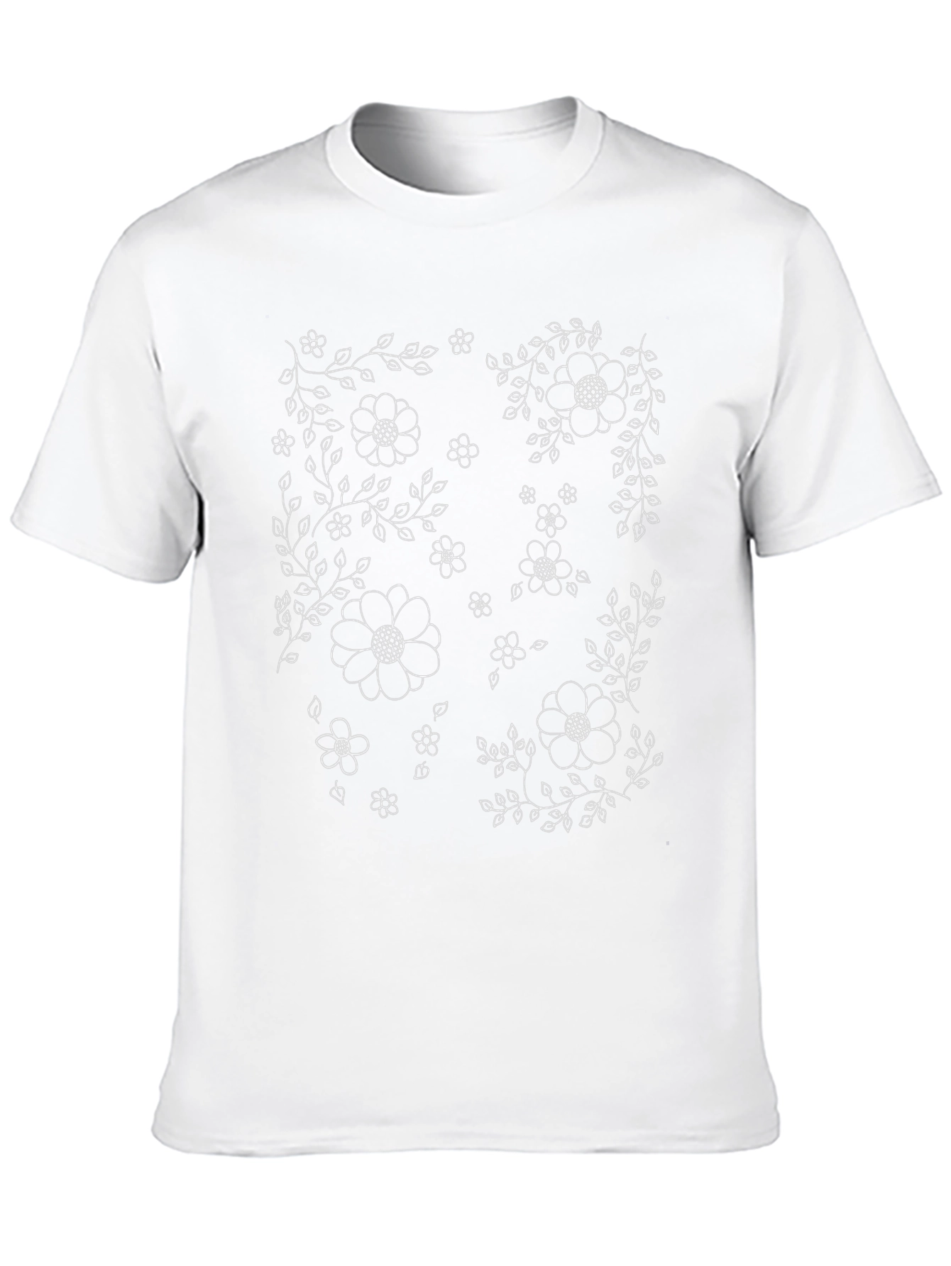 Floral Print Black Crew Neck T-Shirt