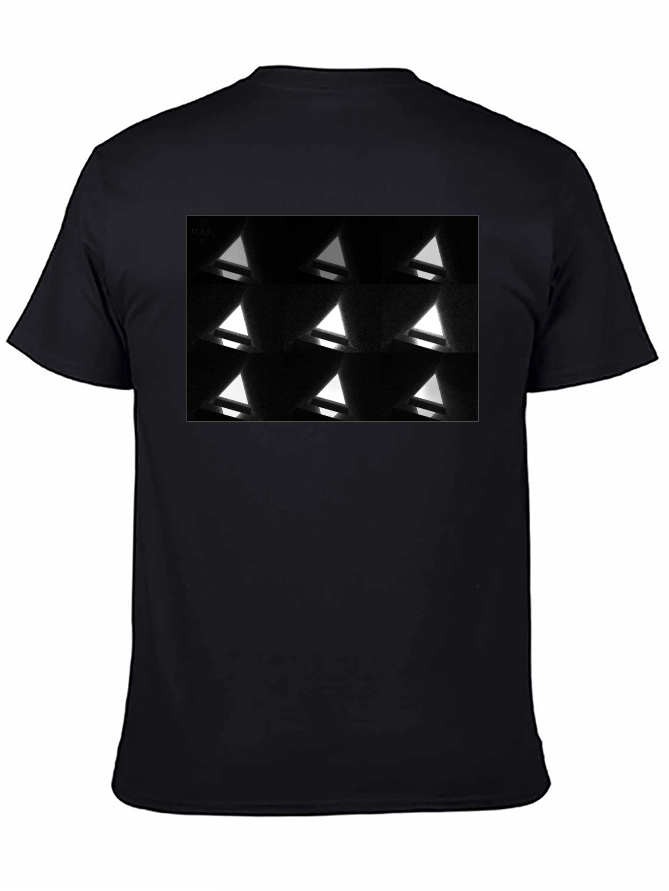 Geometric Triangle Pattern Black T-Shirt