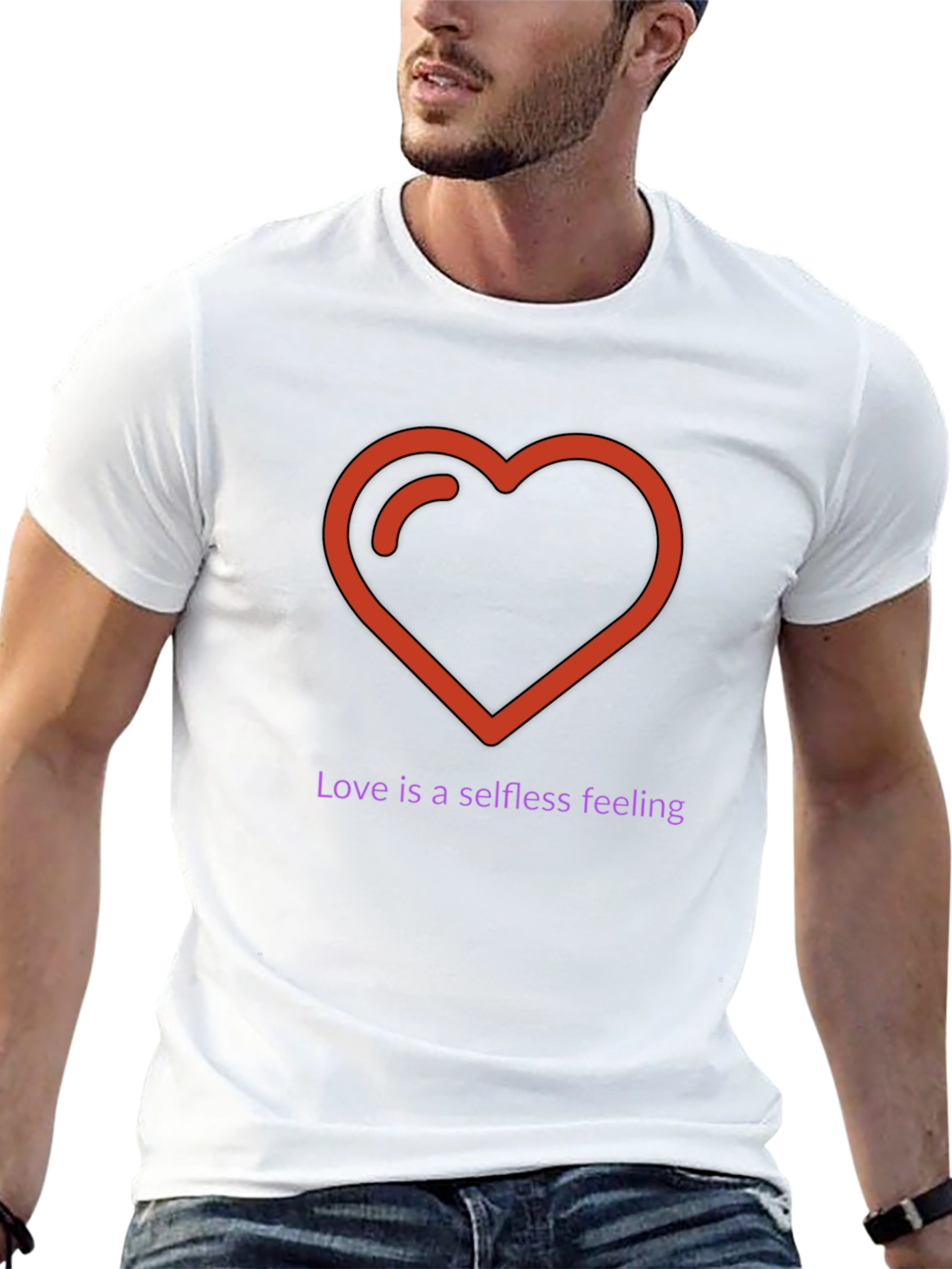 Love is Selfless Black T-Shirt with Heart Design