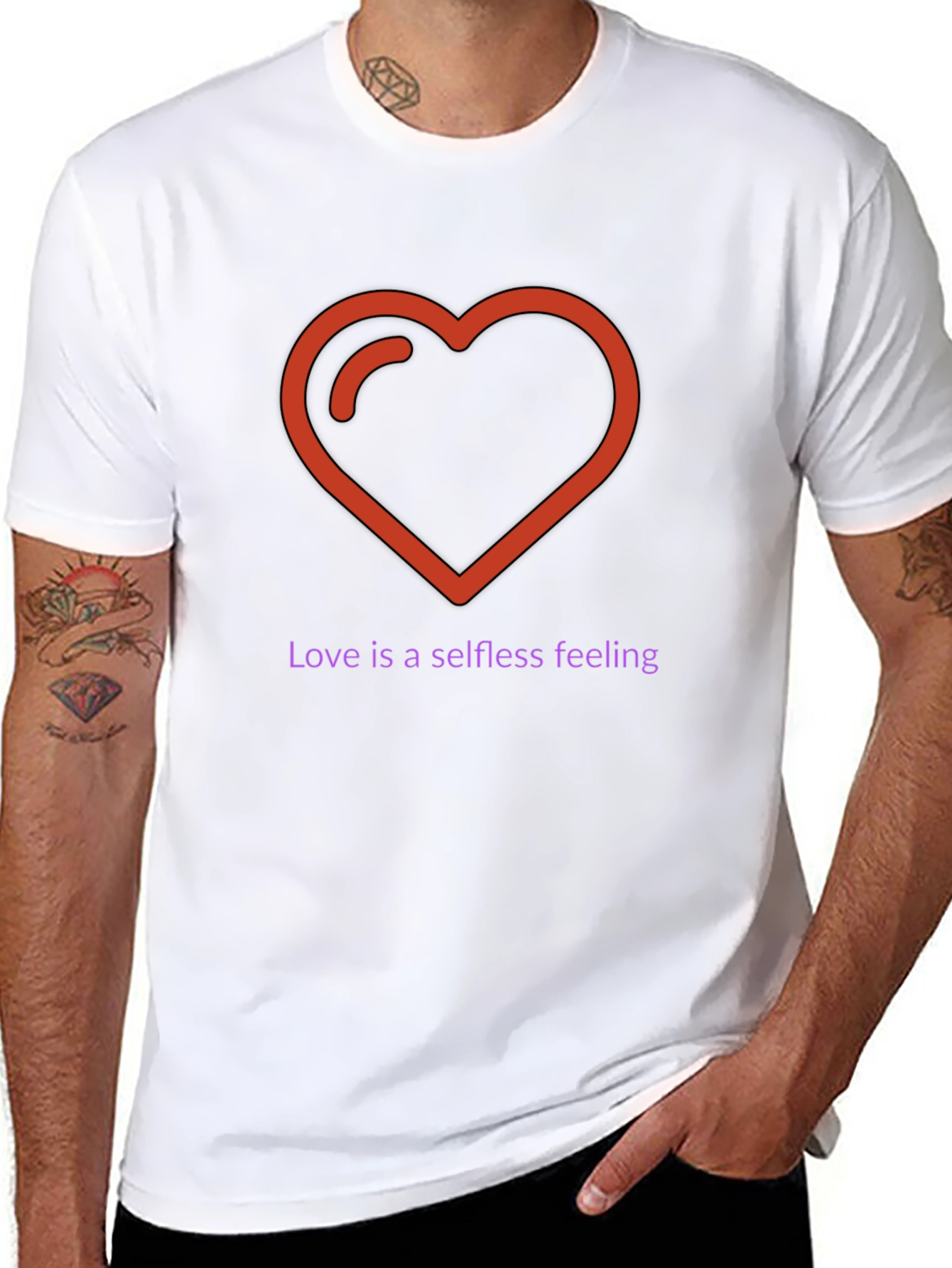 Love is Selfless Black T-Shirt with Heart Design