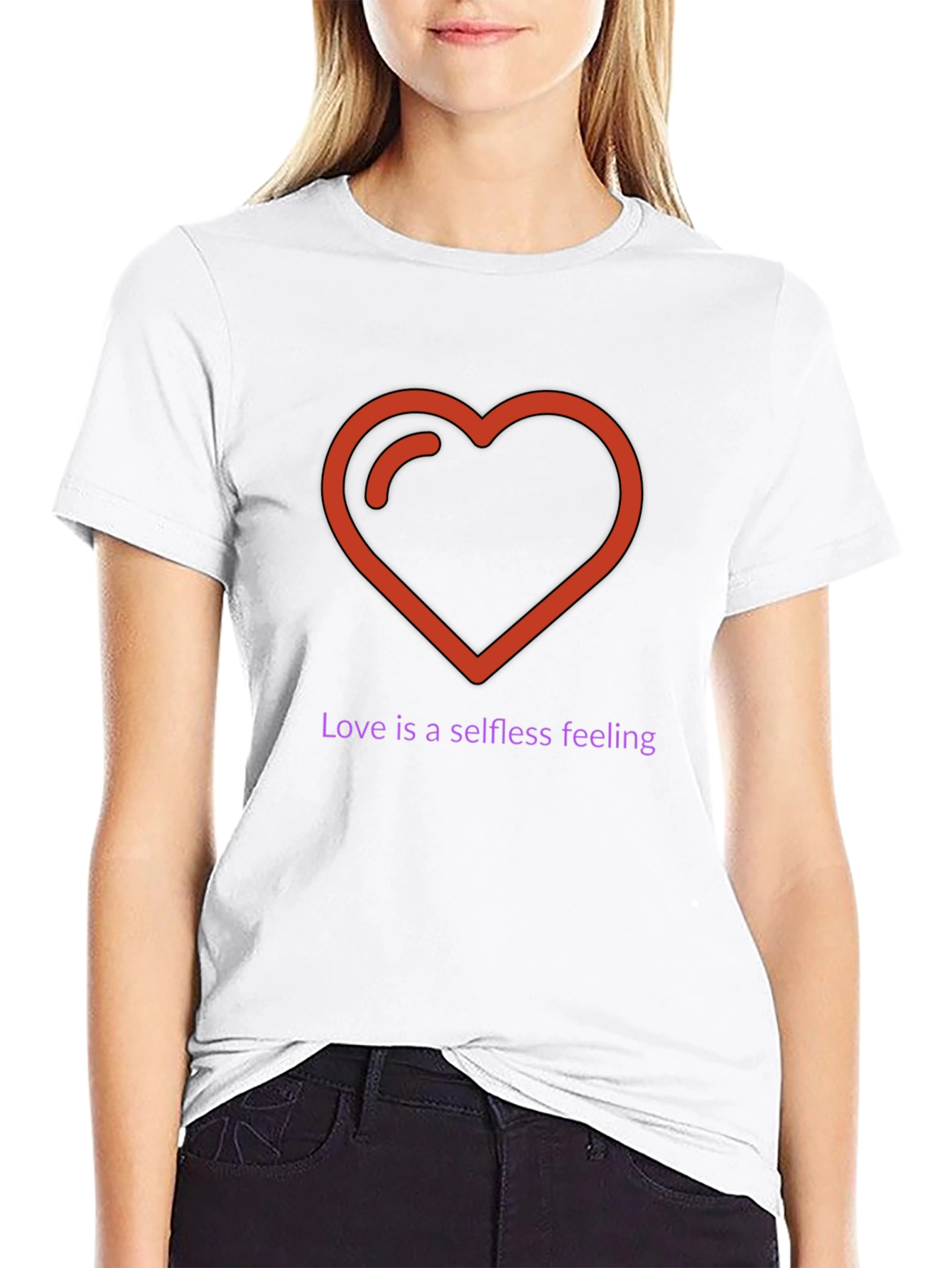 Love is Selfless Black T-Shirt with Heart Design
