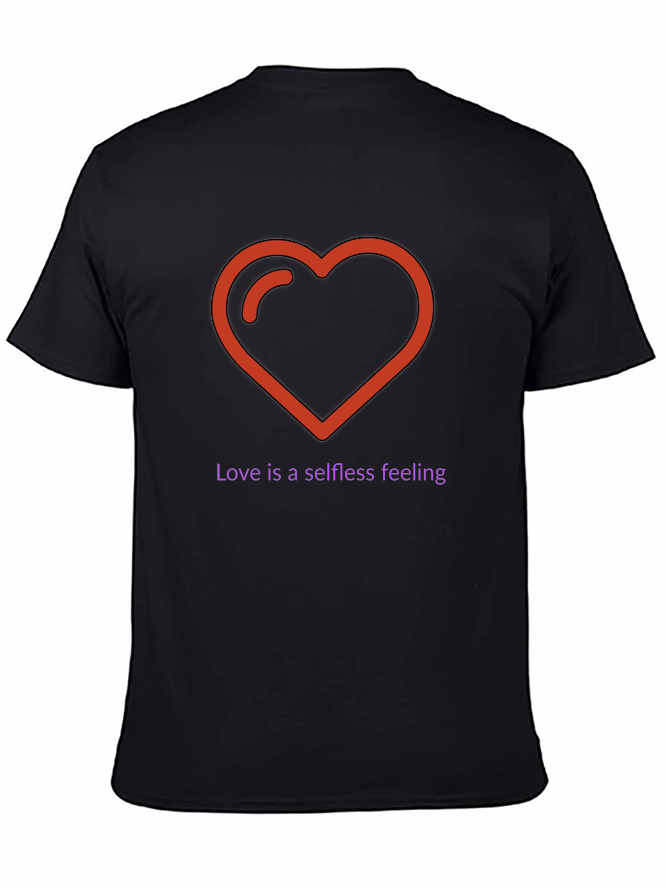 Love is Selfless Black T-Shirt with Heart Design