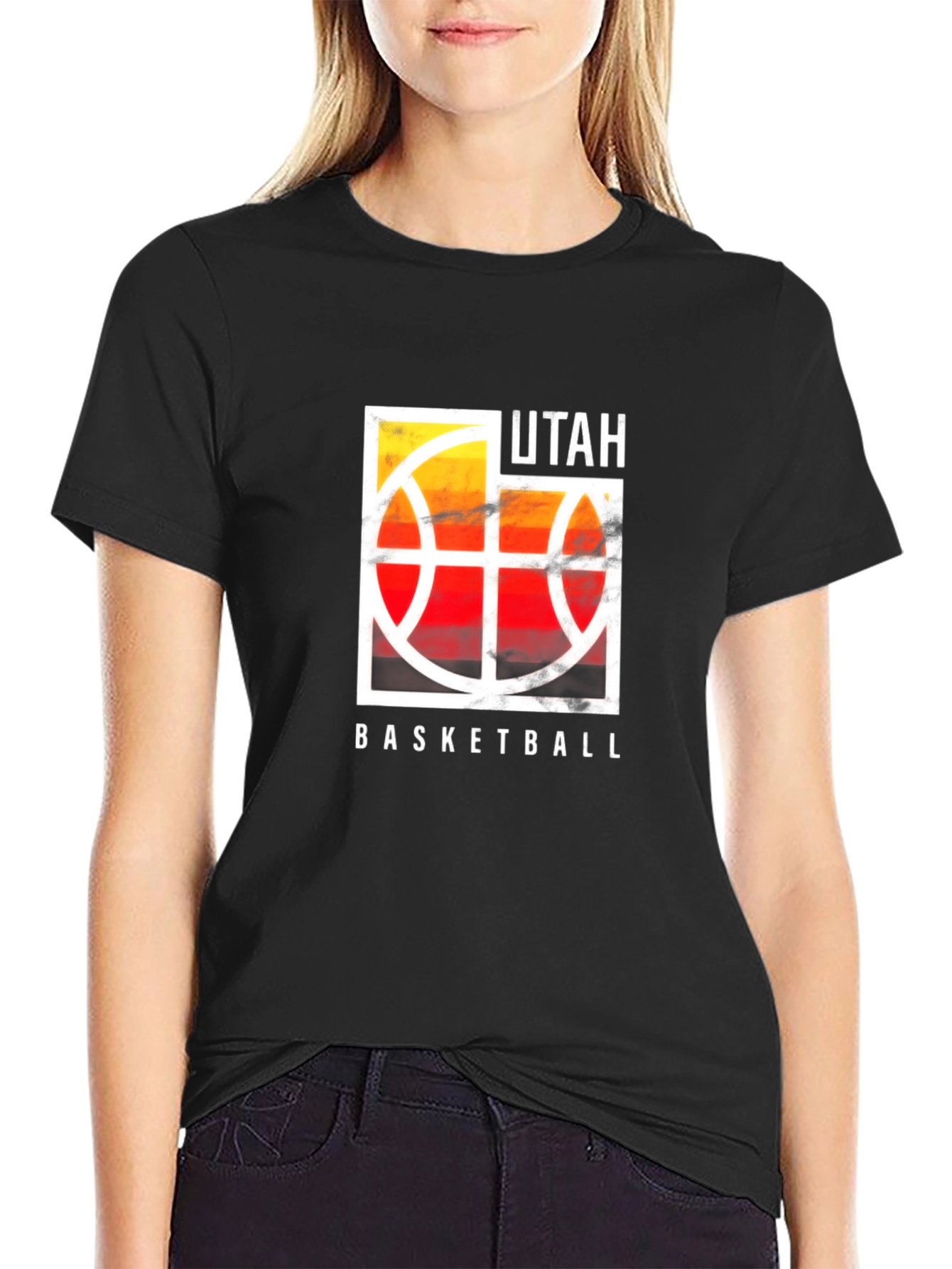 Utah Basketball Graphic T-Shirt - Black Cotton Tee