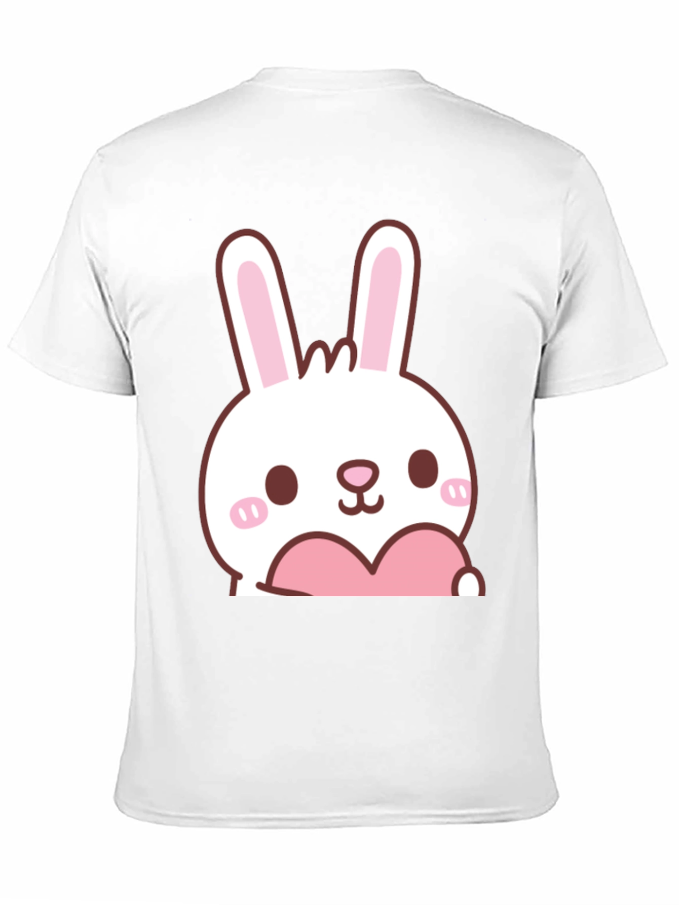 Cute Bunny with Heart Graphic T-Shirt - Black