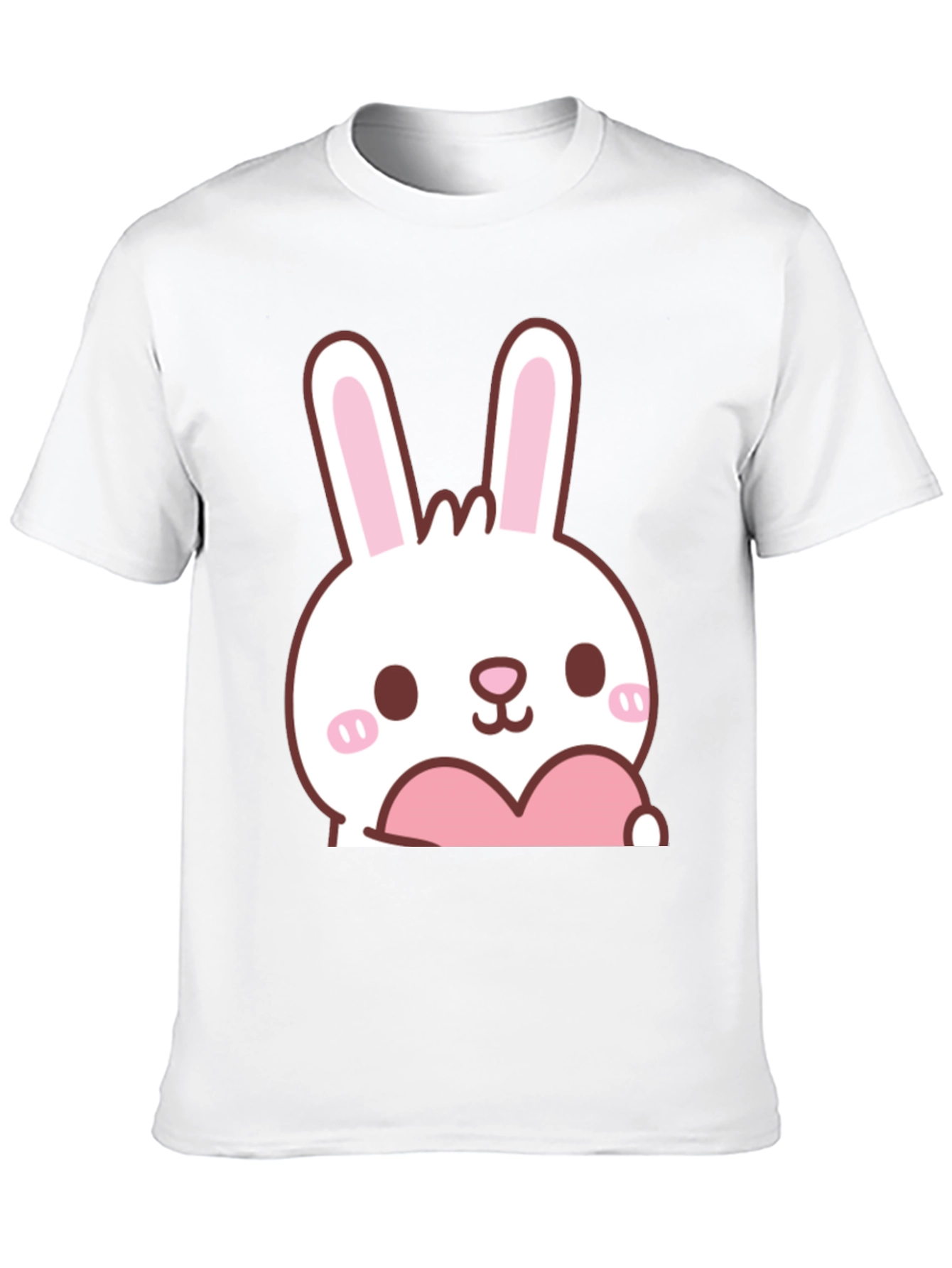 Cute Bunny with Heart Graphic T-Shirt - Black