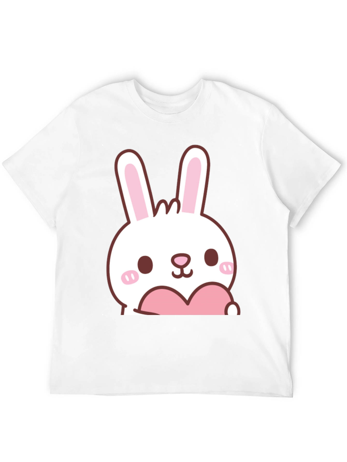 Cute Bunny with Heart Graphic T-Shirt - Black