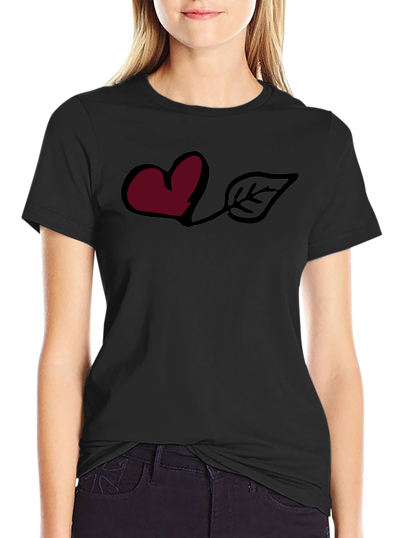Heart & Leaf Graphic Tee - Stylish Comfort
