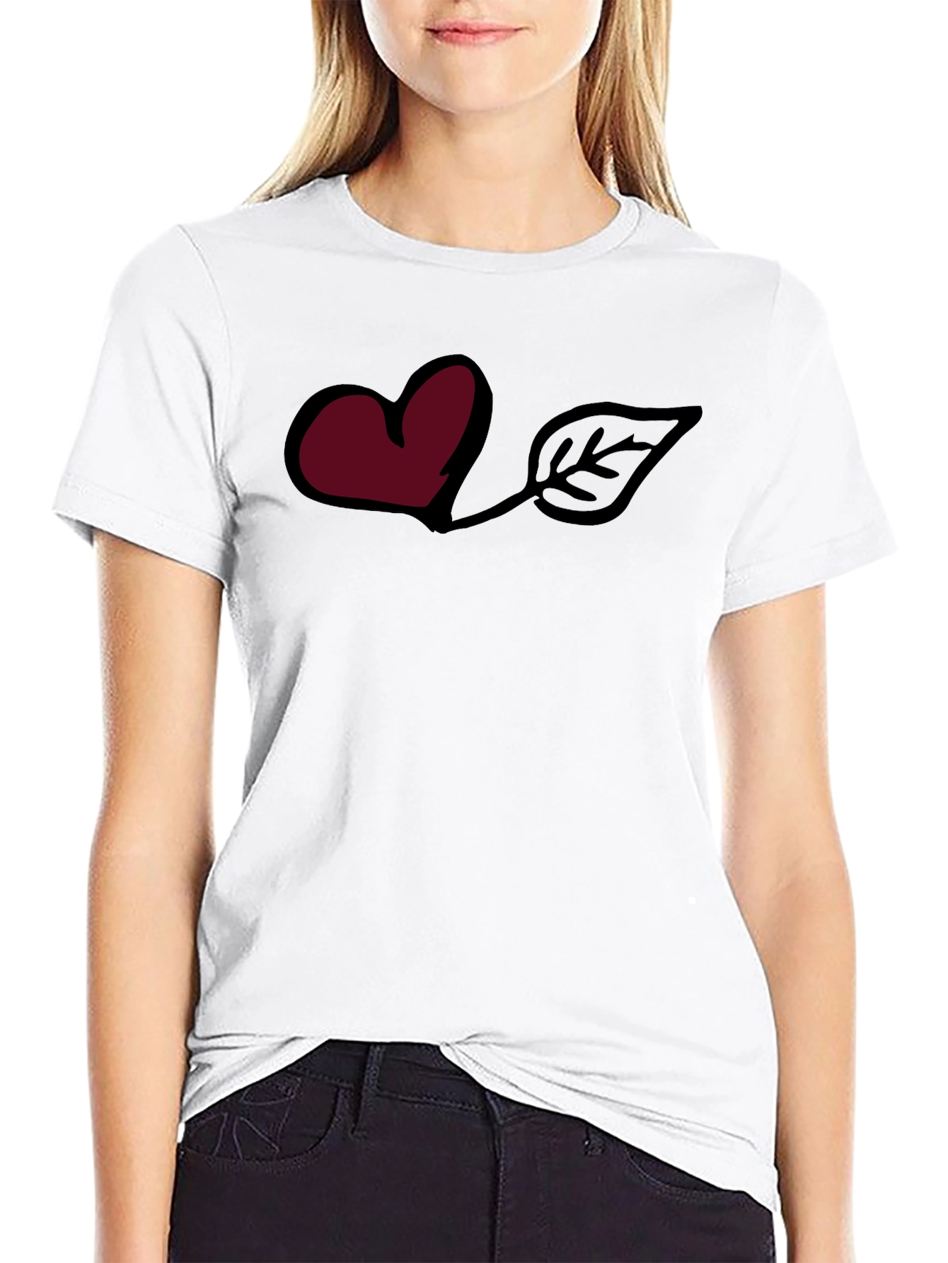 Heart & Leaf Graphic Tee - Stylish Comfort