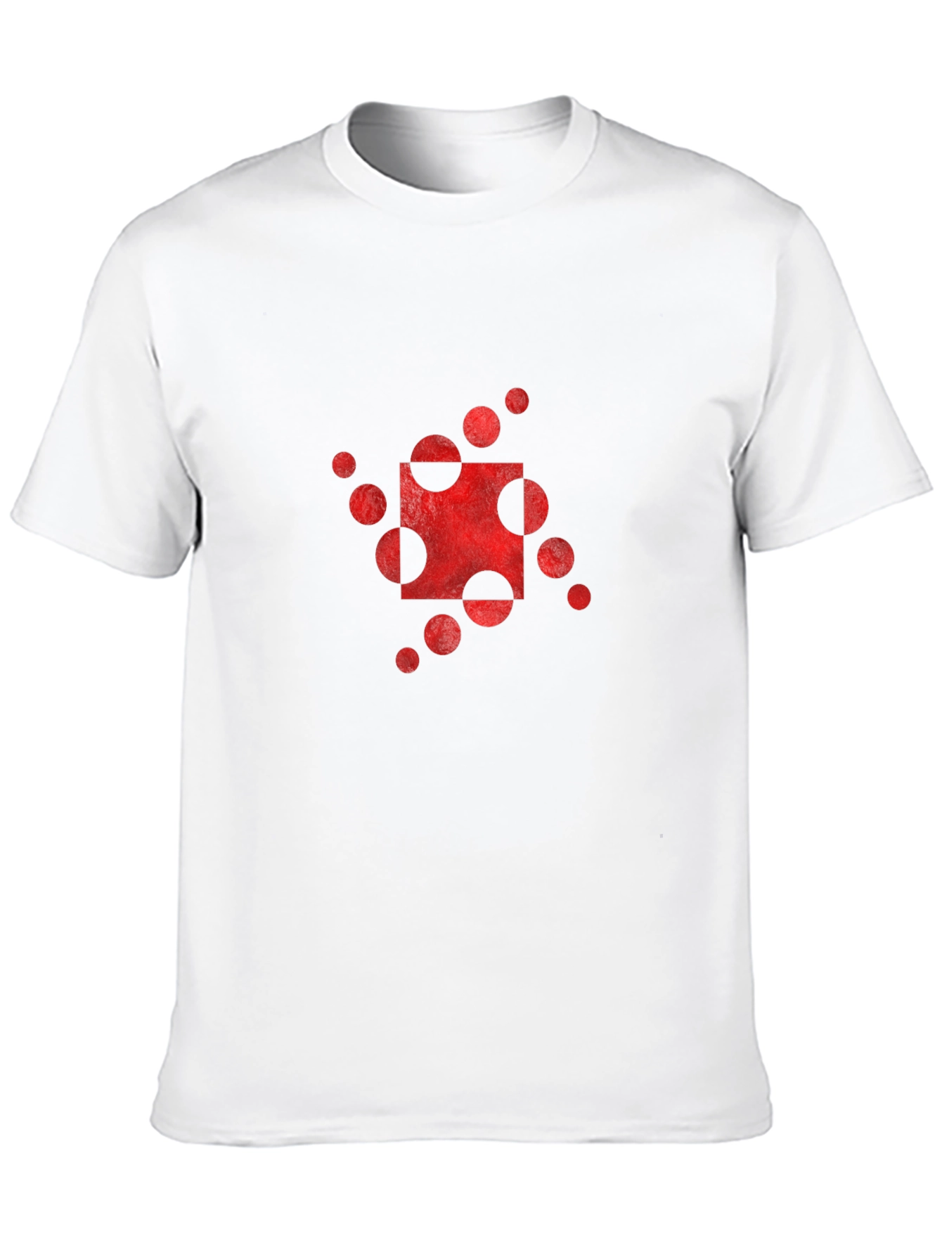 Abstract Red Circle Square Graphic Black T-Shirt