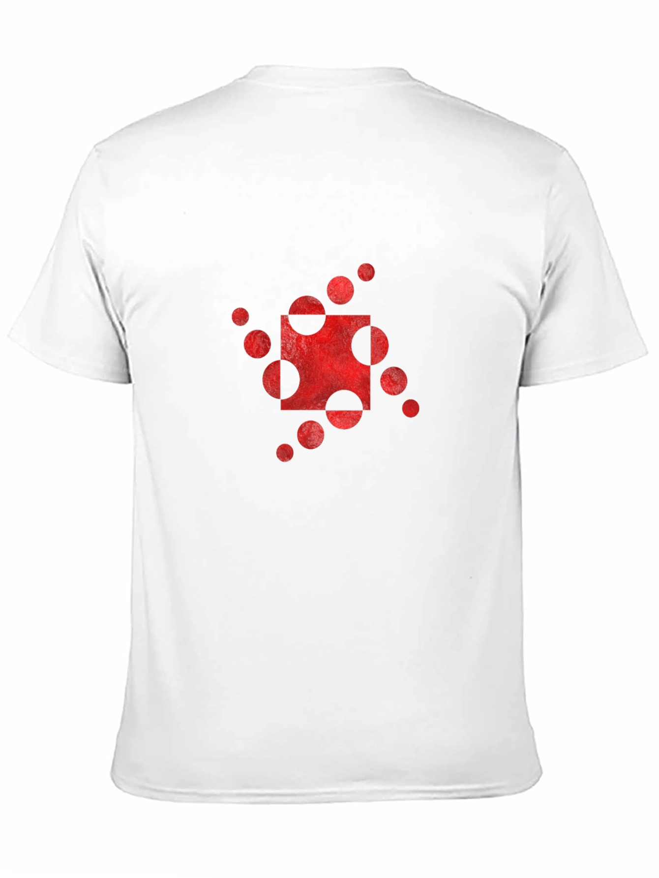 Abstract Red Circle Square Graphic Black T-Shirt