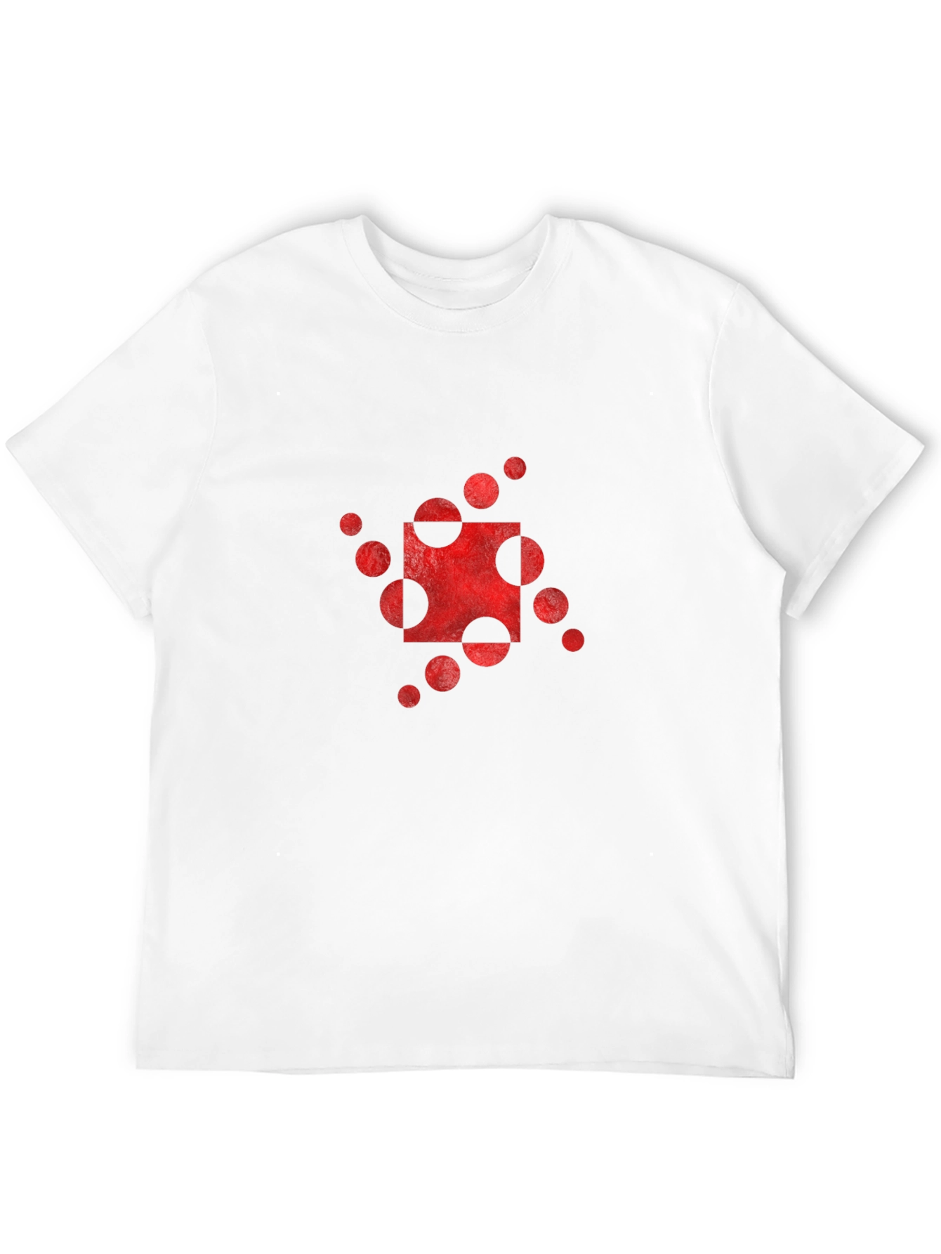 Abstract Red Circle Square Graphic Black T-Shirt