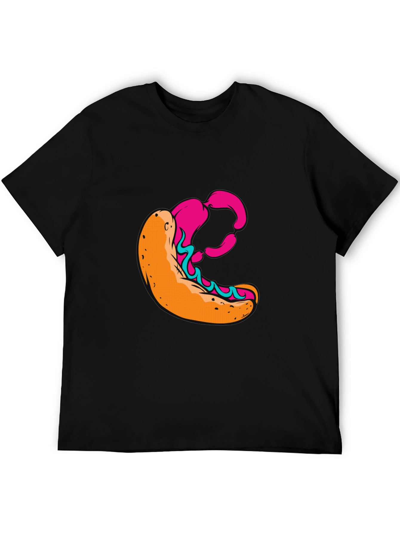 Hot Dog Graphic Black T-Shirt - Unique Design!