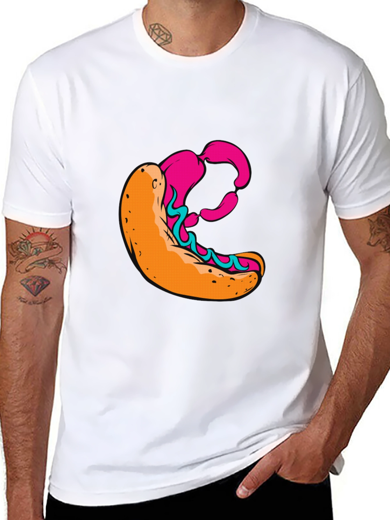 Hot Dog Graphic Black T-Shirt - Unique Design!
