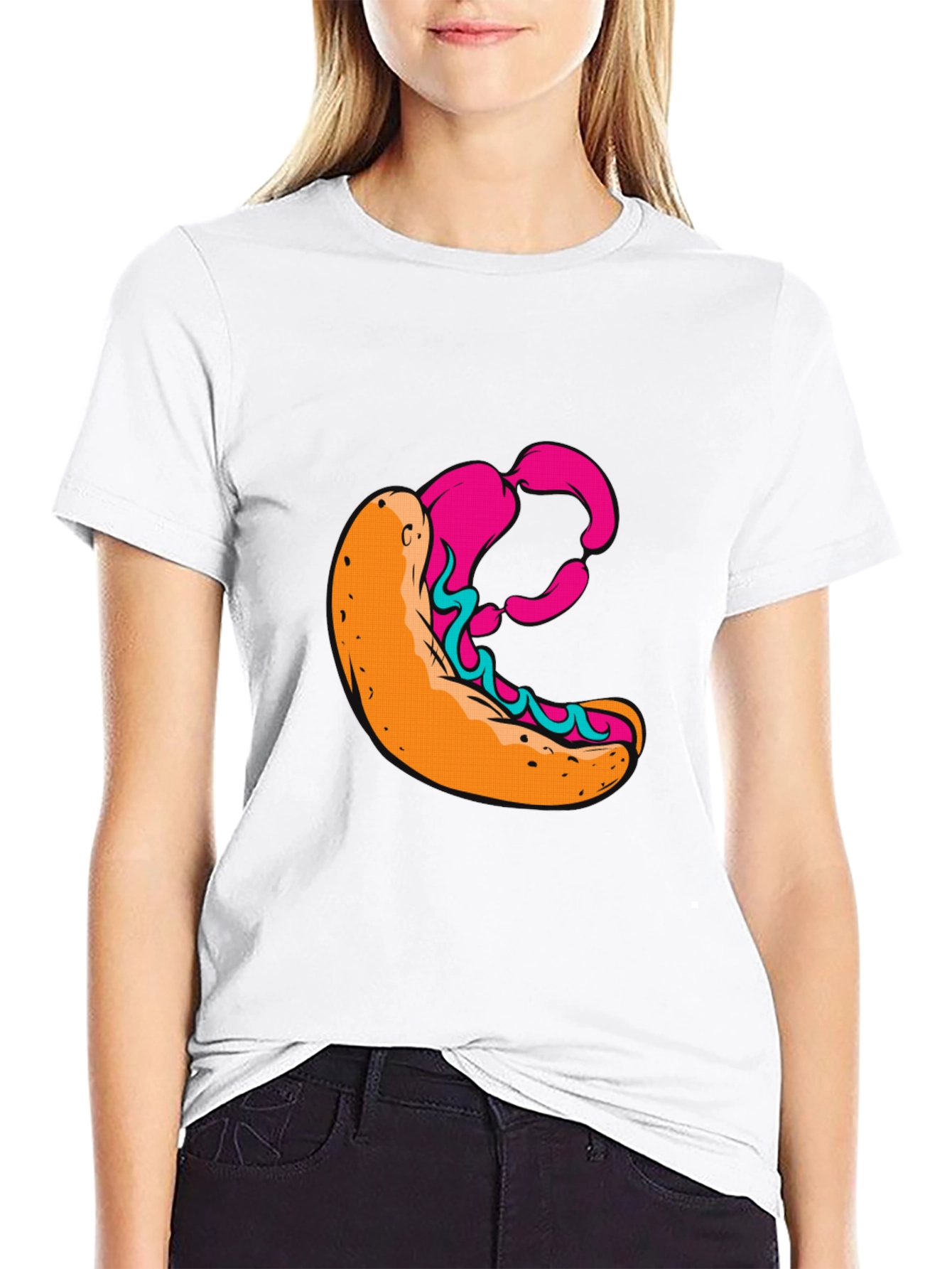 Hot Dog Graphic Black T-Shirt - Unique Design!