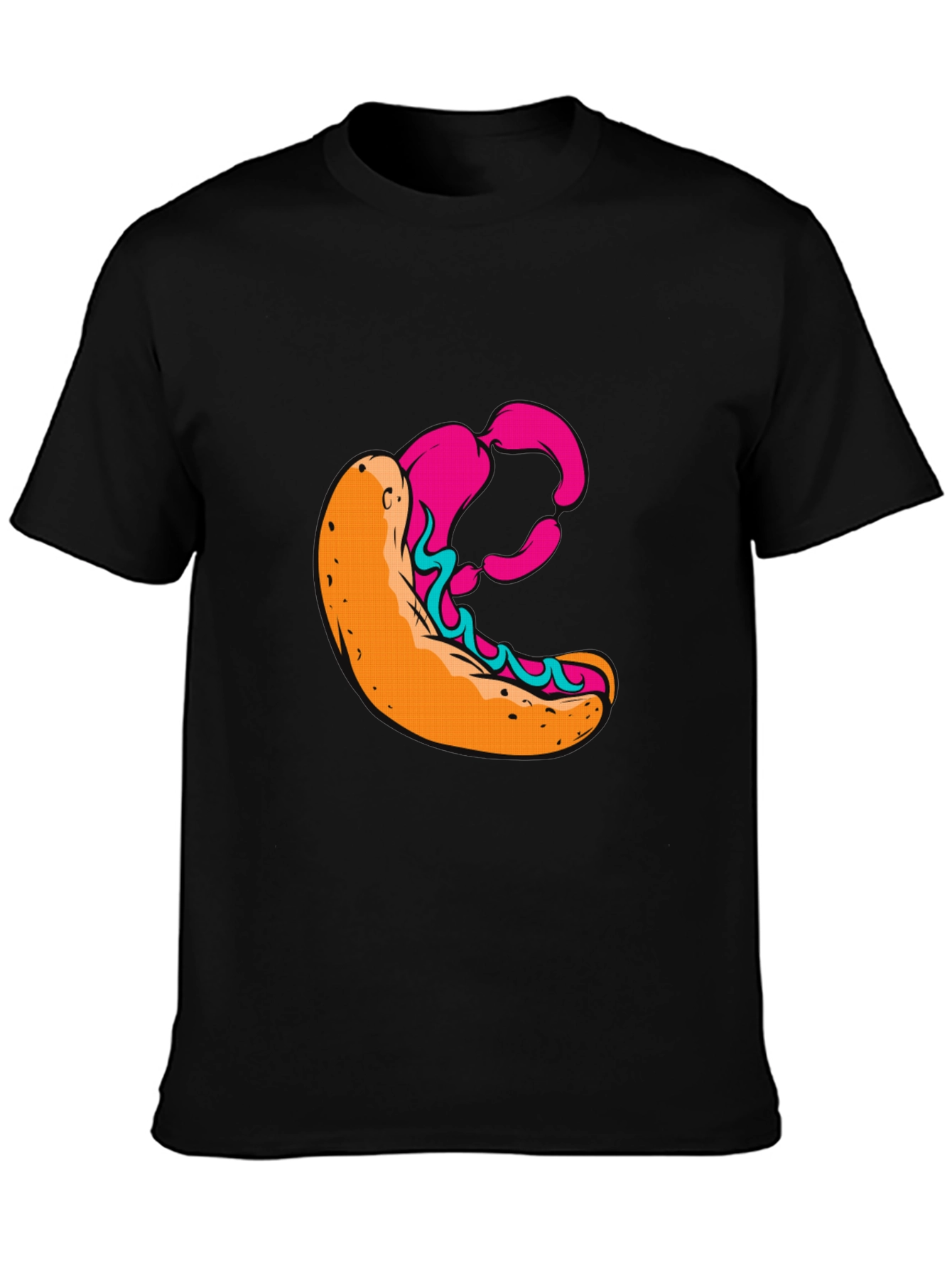Hot Dog Graphic Black T-Shirt - Unique Design!