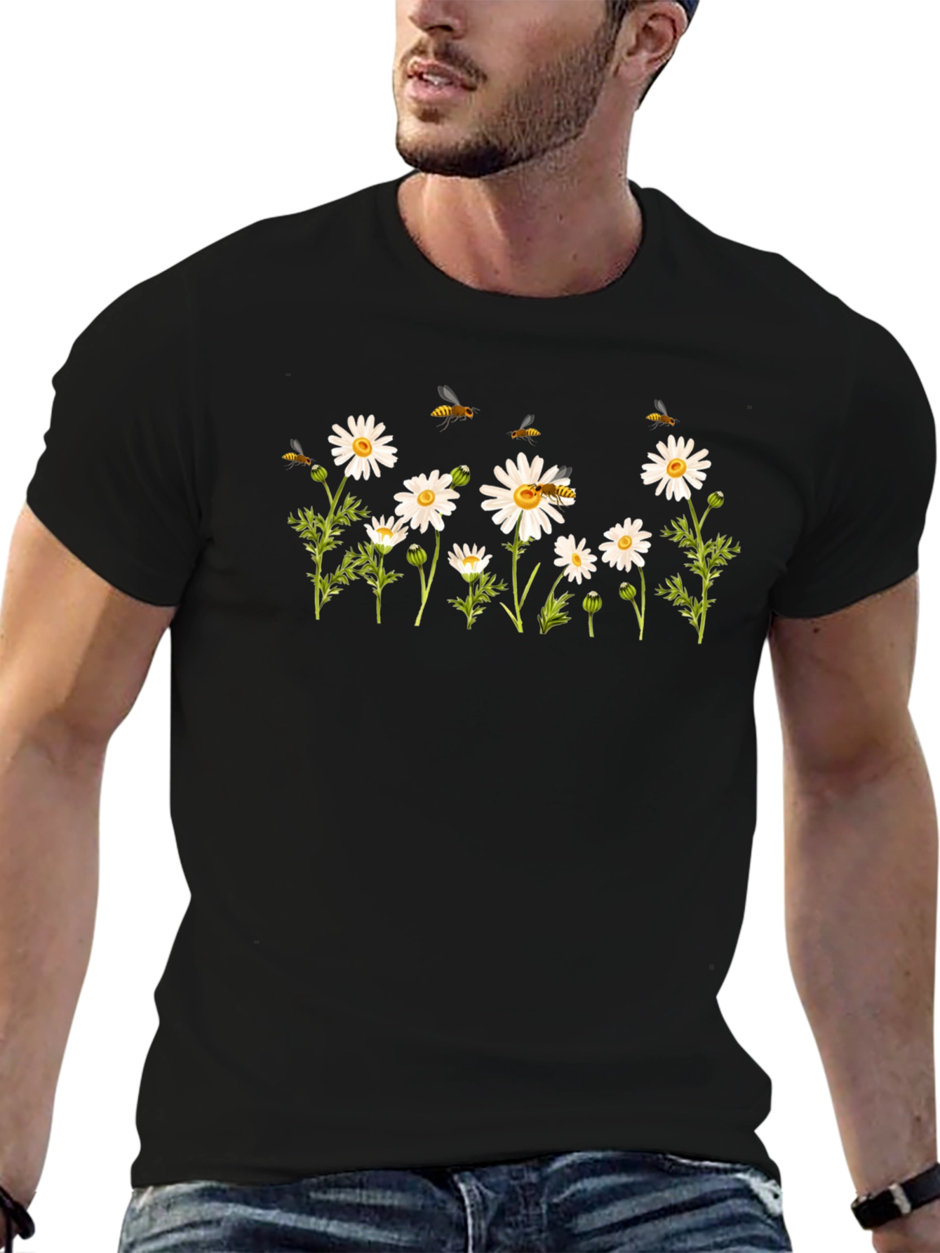 Daisy & Bee Graphic Black T-Shirt