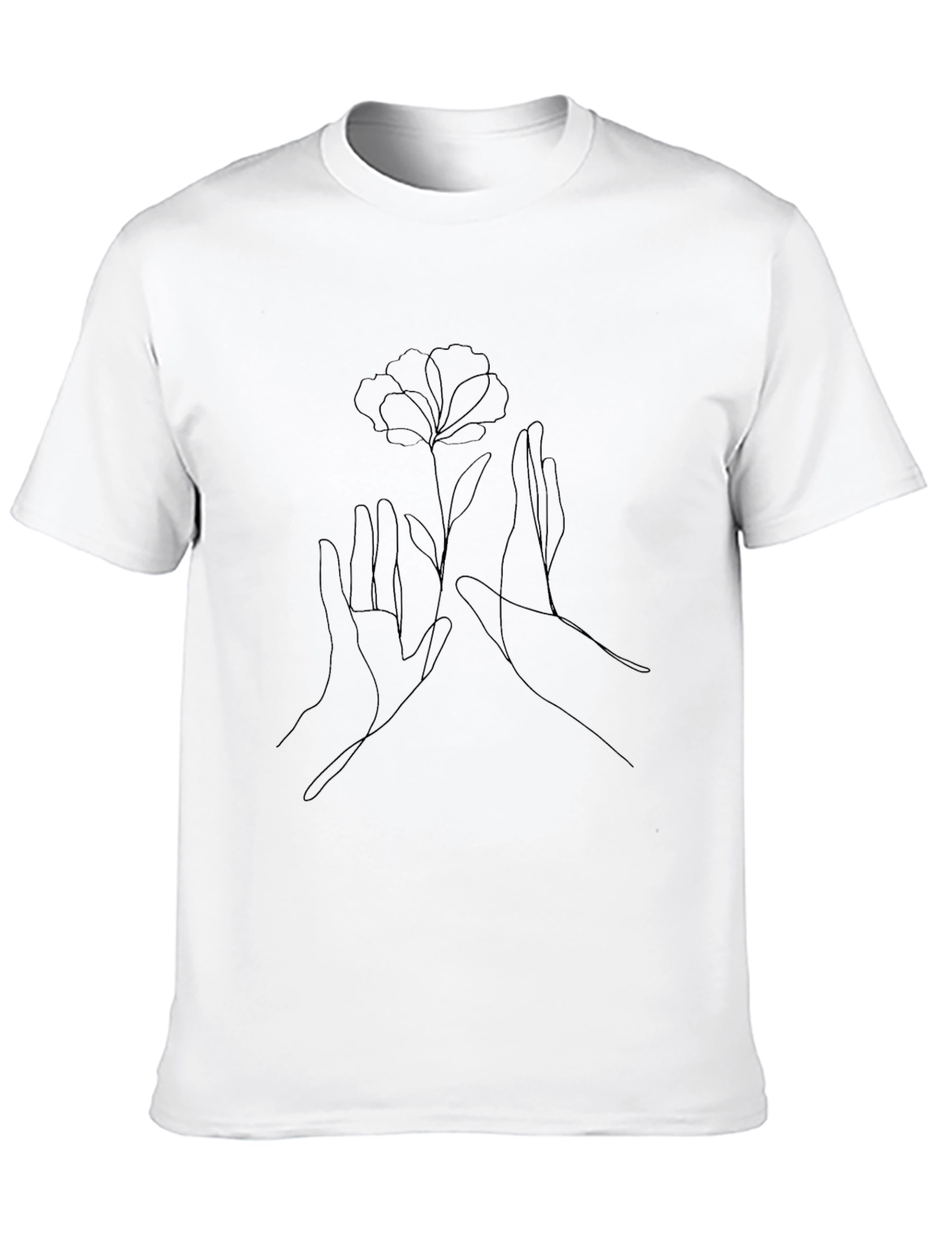 Minimalist Flower Hands Black Graphic Tee