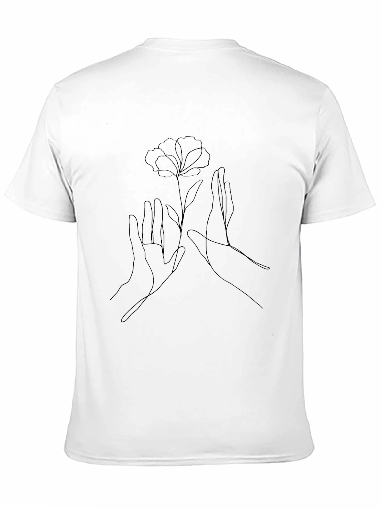 Minimalist Flower Hands Black Graphic Tee