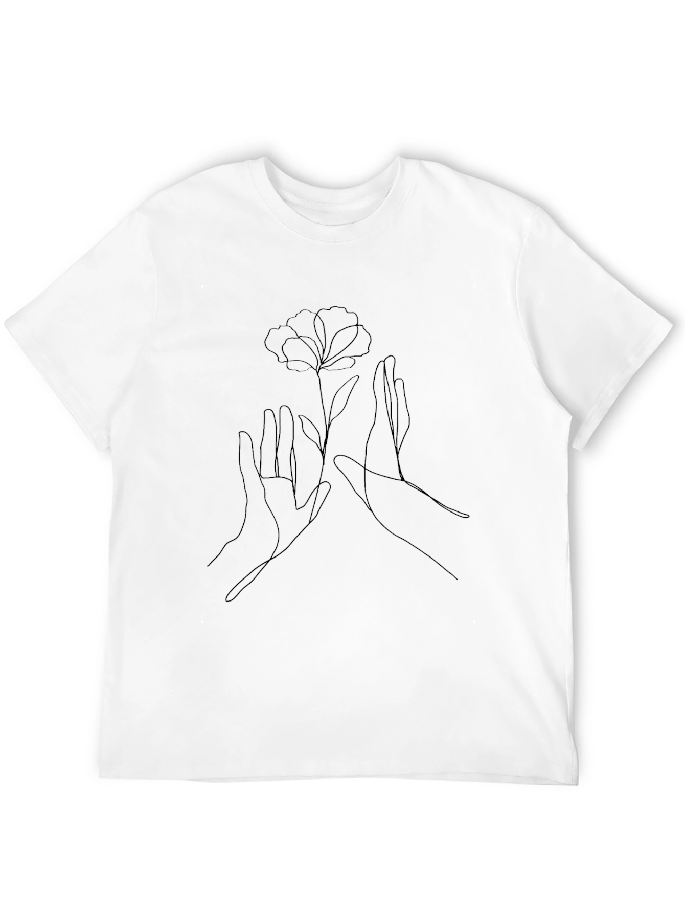 Minimalist Flower Hands Black Graphic Tee