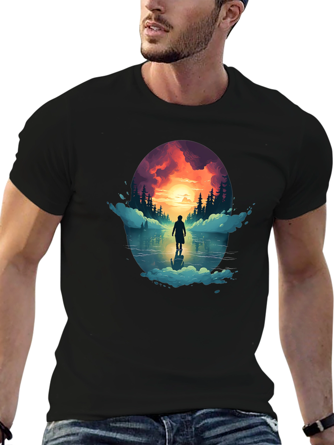 Sunset Lake Graphic Tee - Stylish Comfort