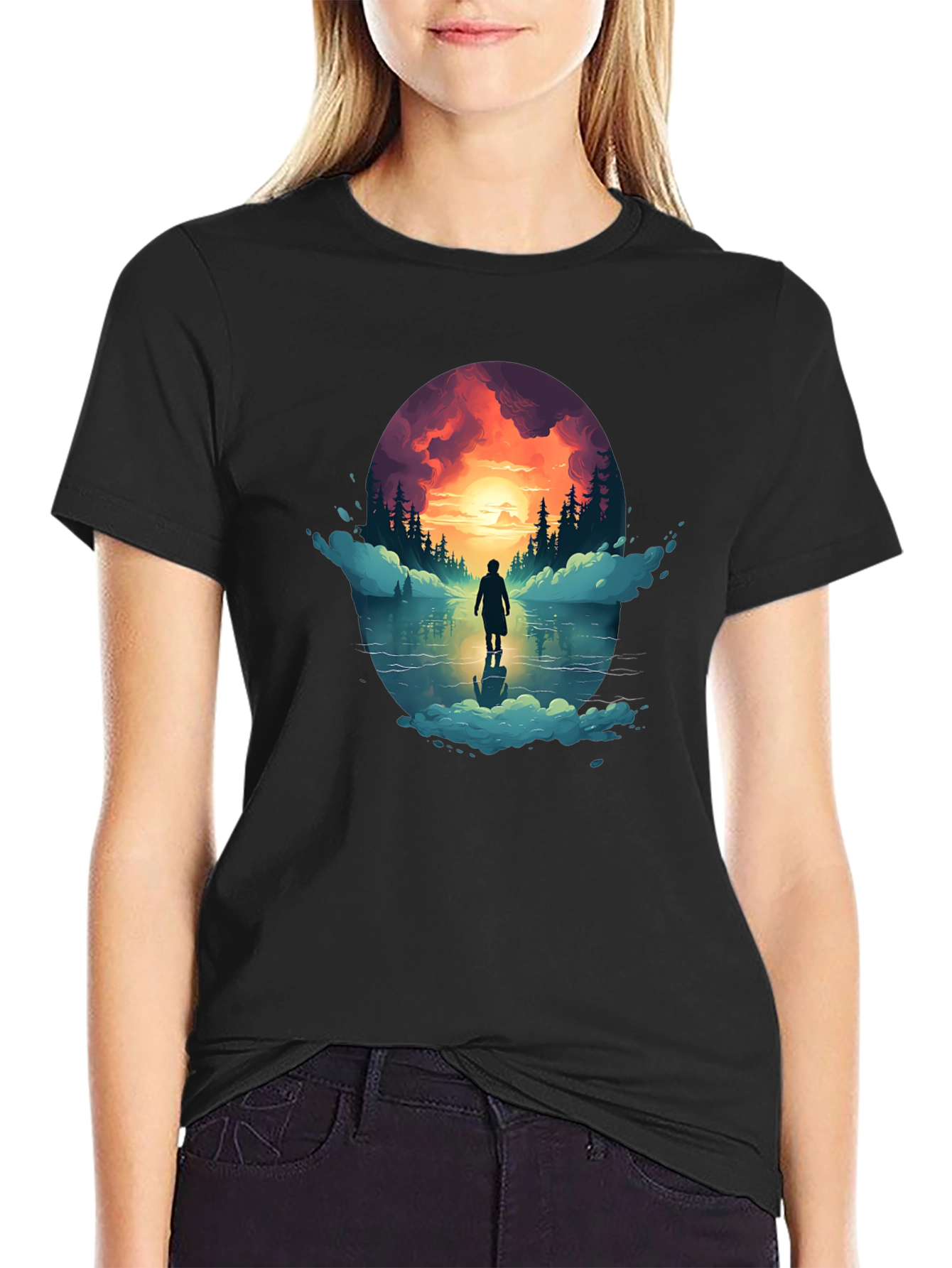 Sunset Lake Graphic Tee - Stylish Comfort