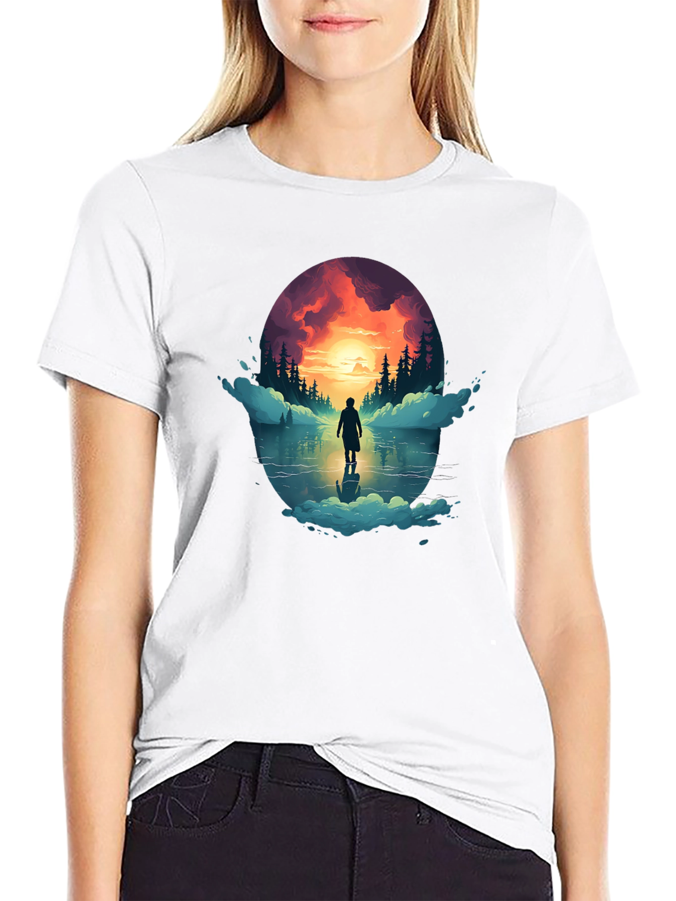 Sunset Lake Graphic Tee - Stylish Comfort