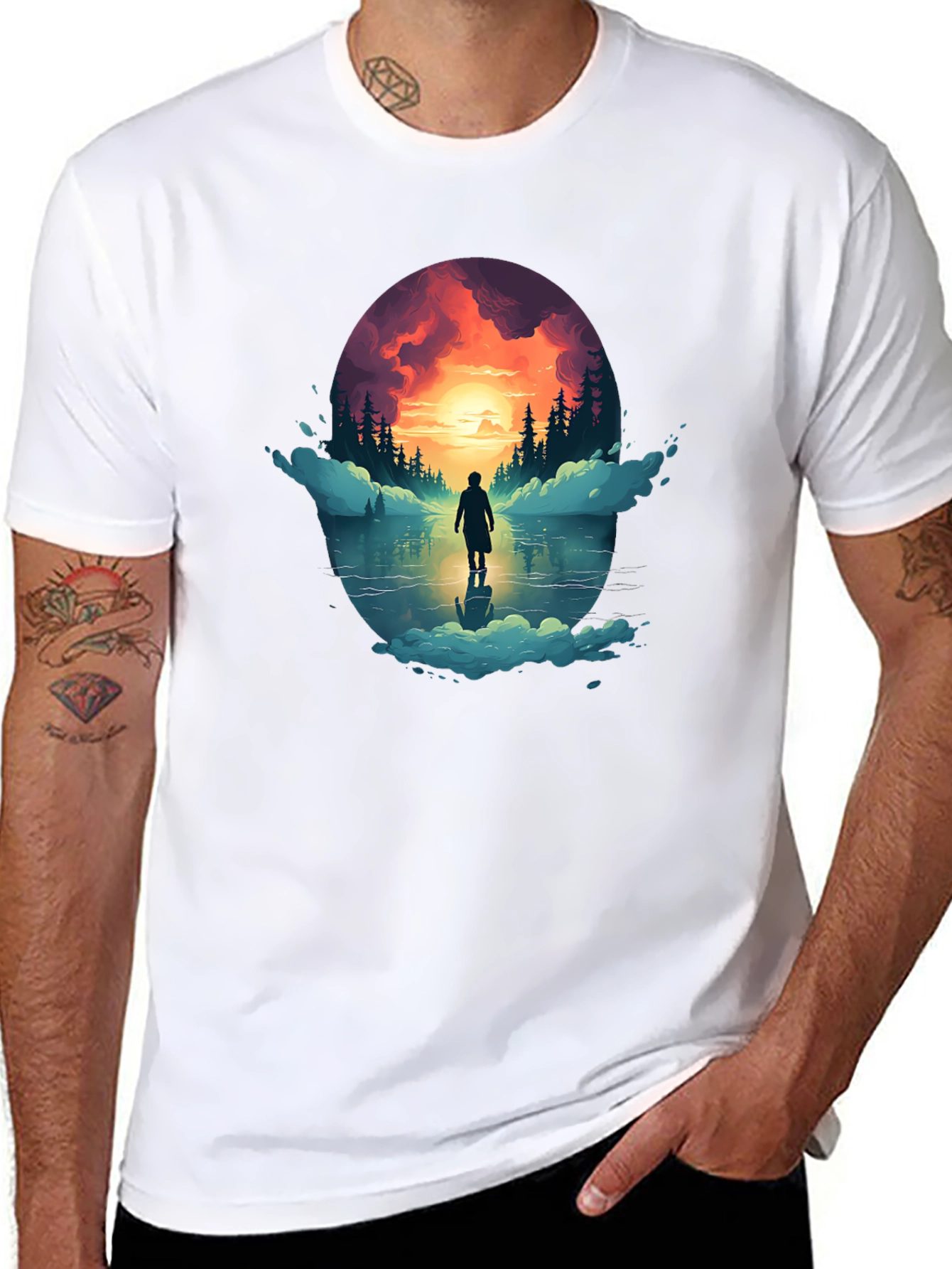 Sunset Lake Graphic Tee - Stylish Comfort
