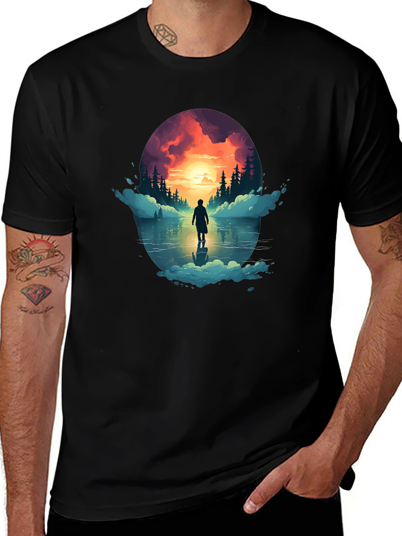 Sunset Lake Graphic Tee - Stylish Comfort